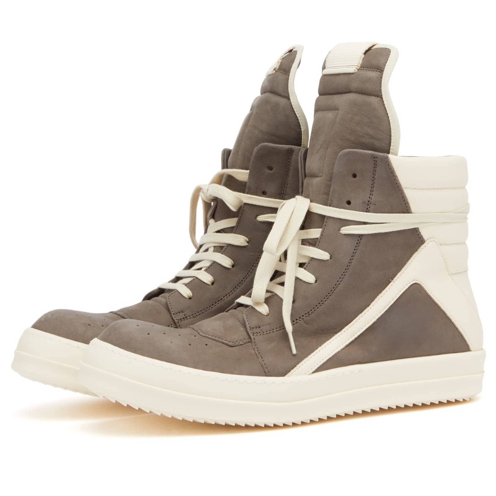 Rick Owens Leather and Nubuck Geobasket Sneakers