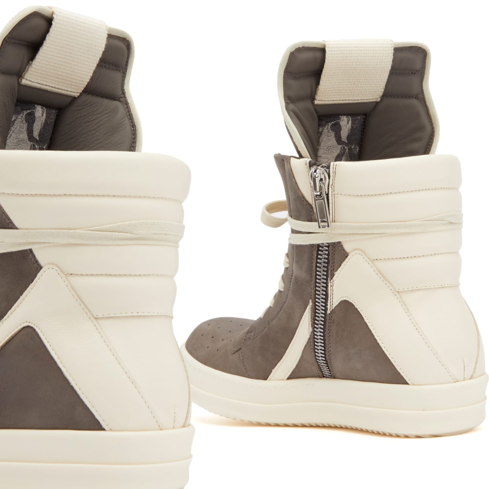 Rick Owens Leather and Nubuck Geobasket Sneakers