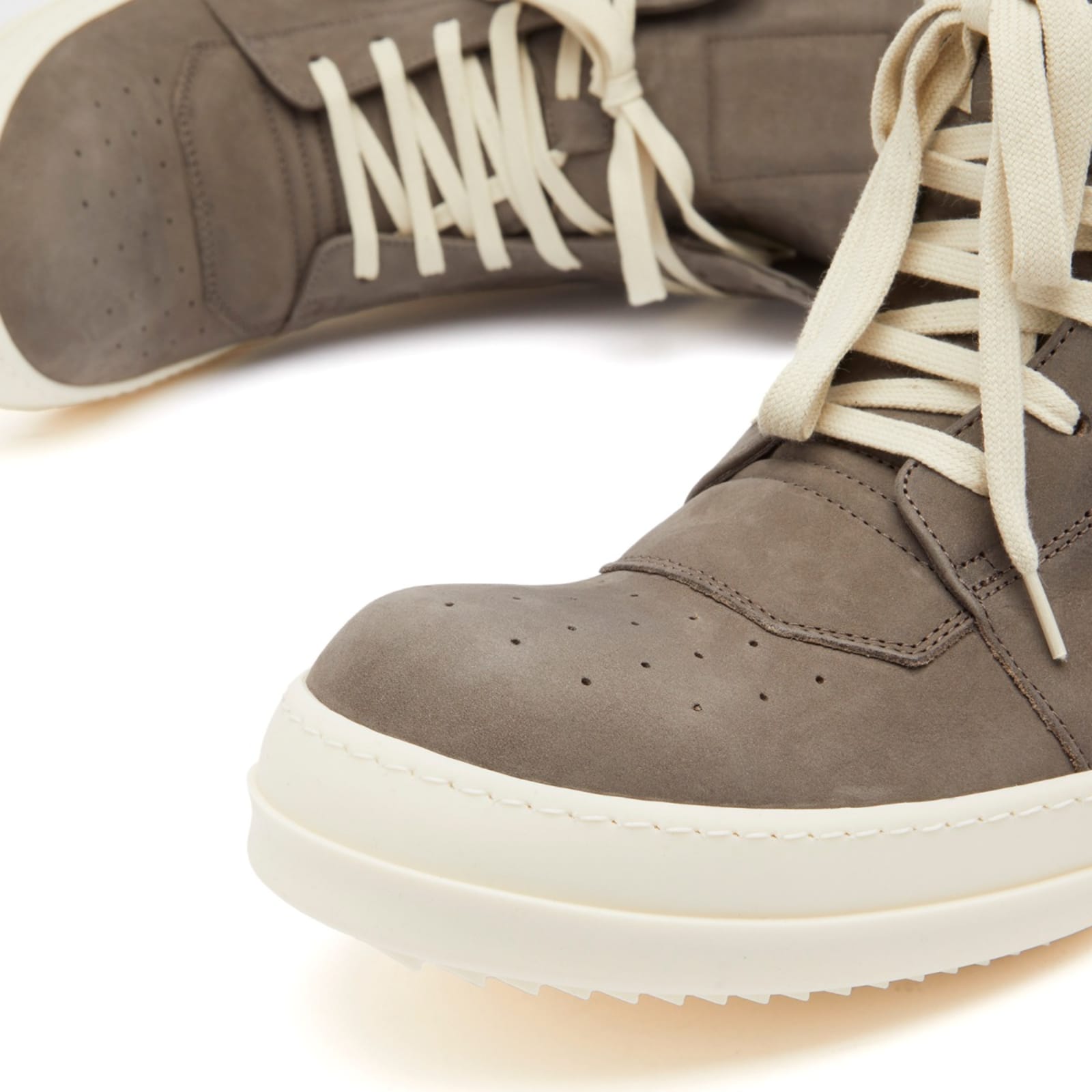 Rick Owens Leather and Nubuck Geobasket Sneakers