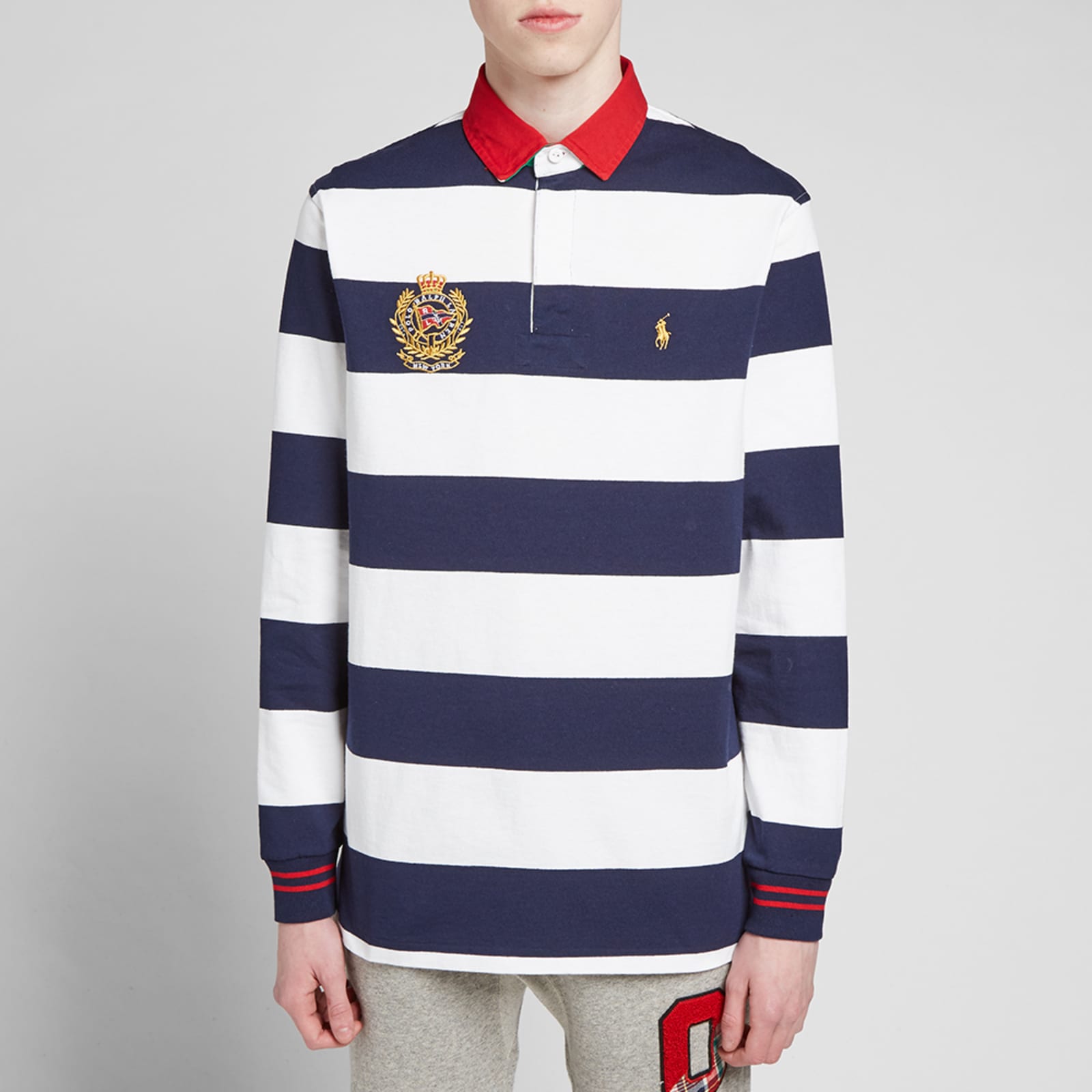 Polo Ralph Lauren Long Sleeve Embroidered Crest Rugby Shirt Cruise Navy