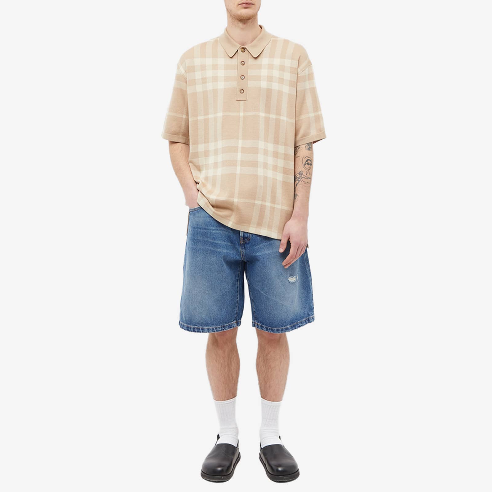 Burberry Wellman Merino Check Polo Soft Fawn END. (US)