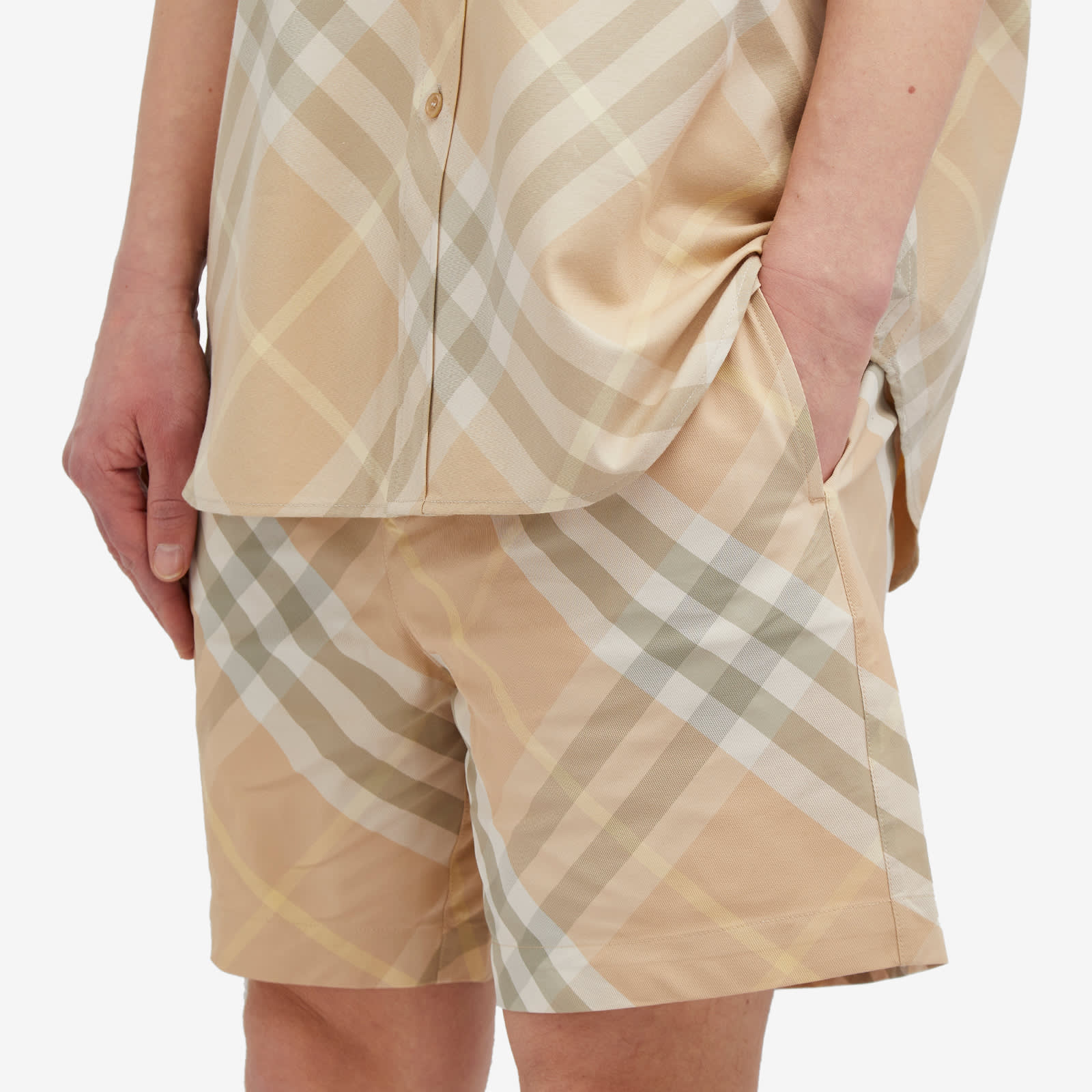 Burberry EKD Logo Check Swim Shorts - Flax Check