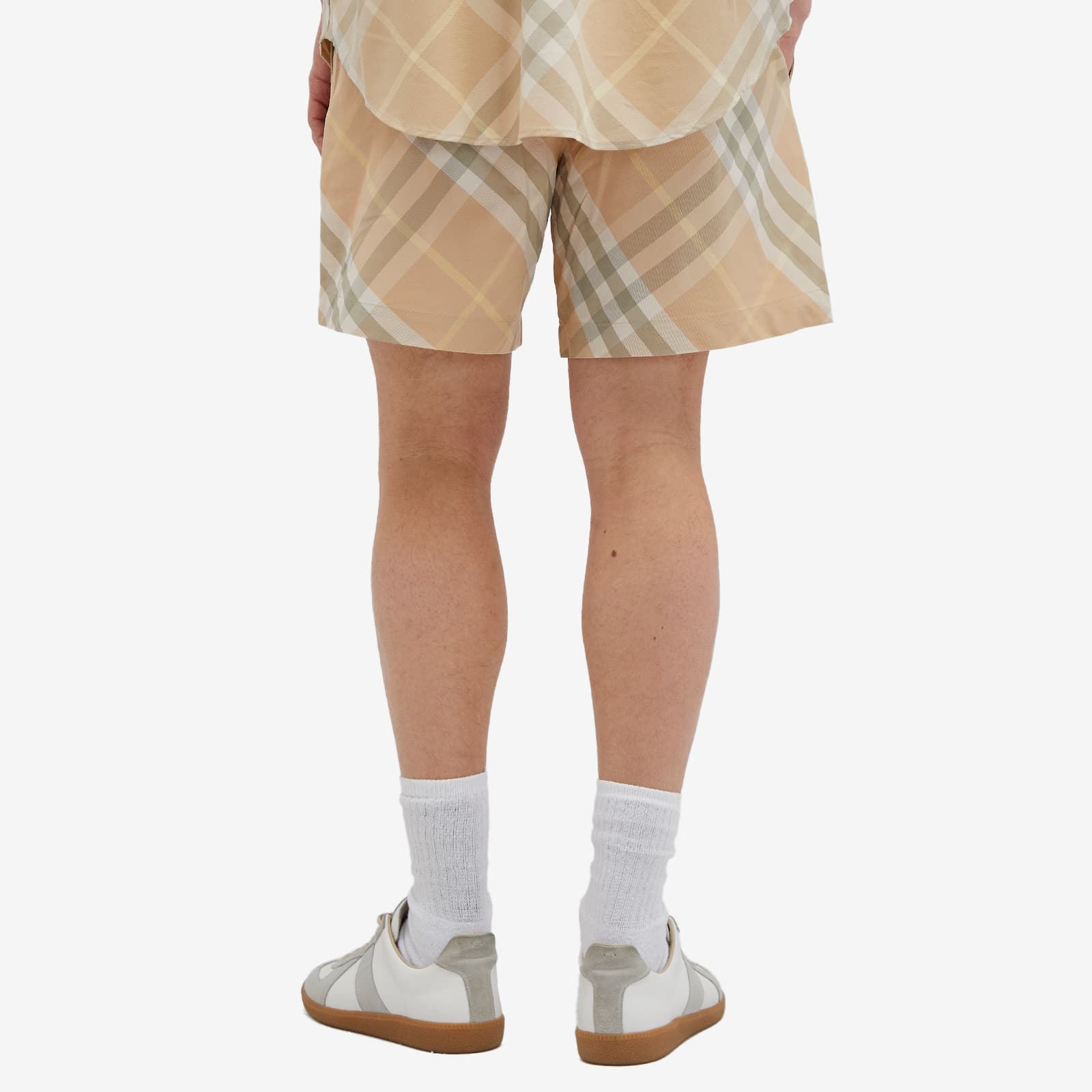 Burberry EKD Logo Check Swim Shorts - Flax Check