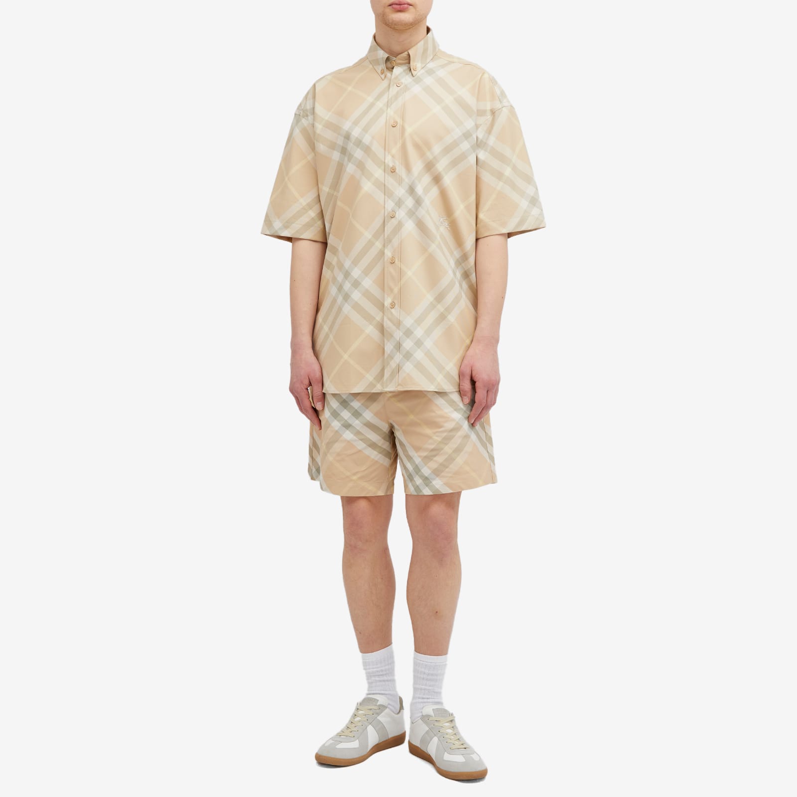 Burberry EKD Logo Check Swim Shorts - Flax Check