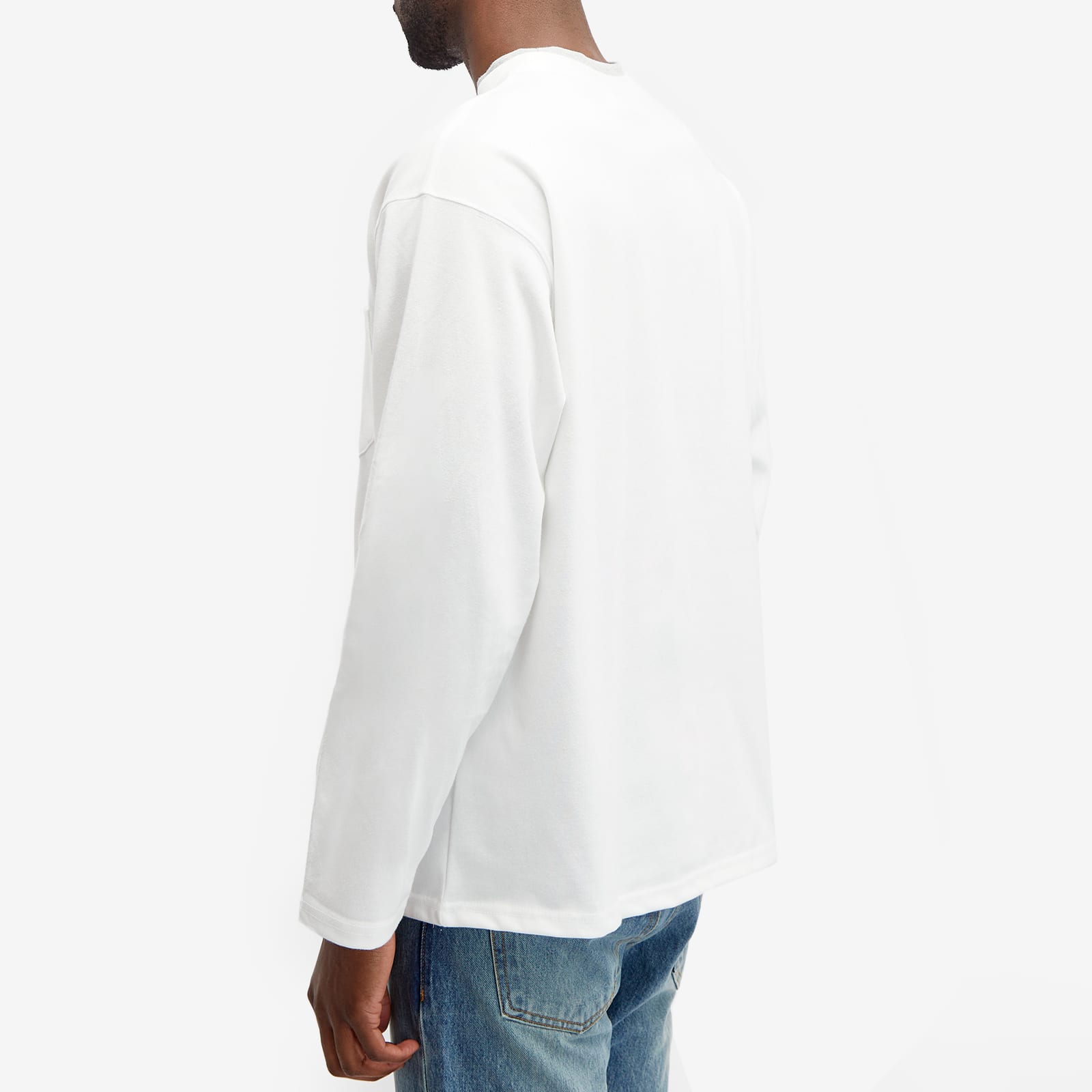 FrizmWORKS Double Neck Longsleeve Pocket T-shirt - White