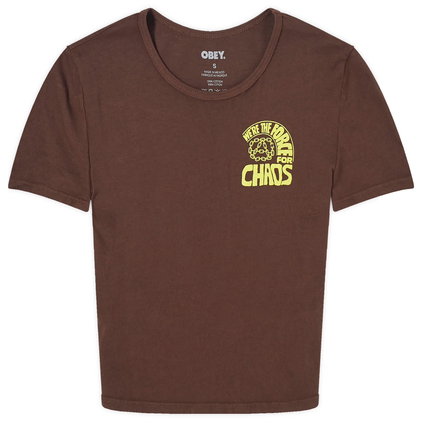 Obey Force For Chaos Crop T-Shirt - Dark Brown