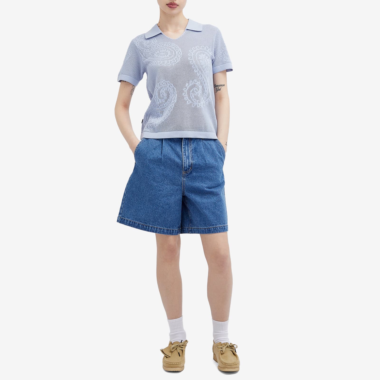 Obey Briana Open Knit Shirt - Hydrangea