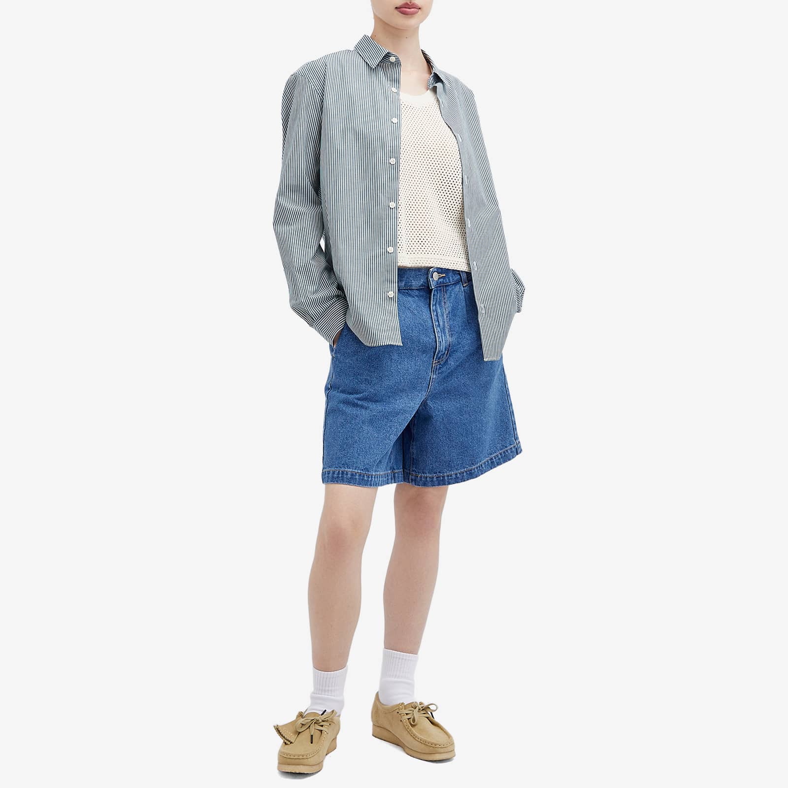 Obey Eli Pleated Short - Light Indigo