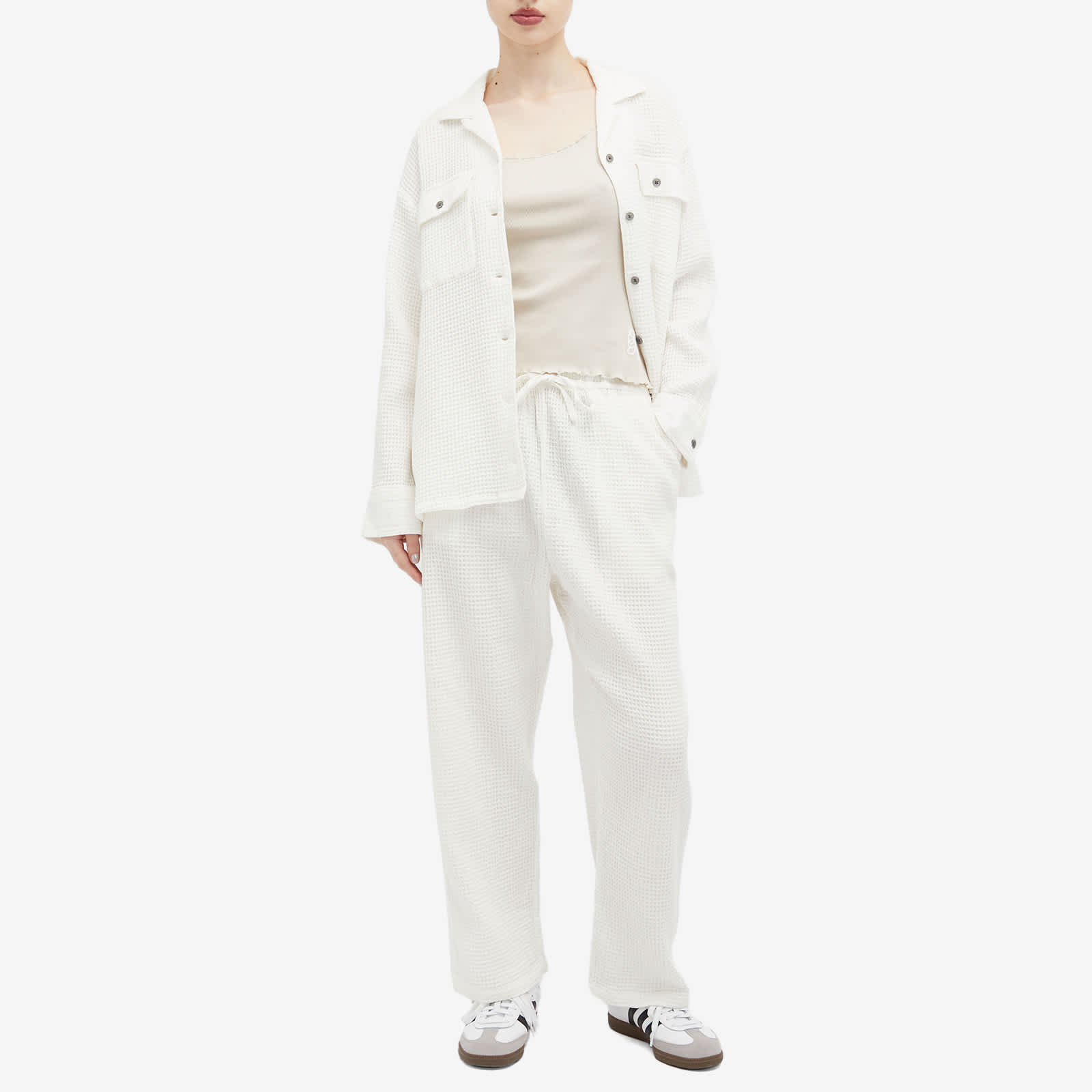 Obey Camille Waffle Trousers - Muted White