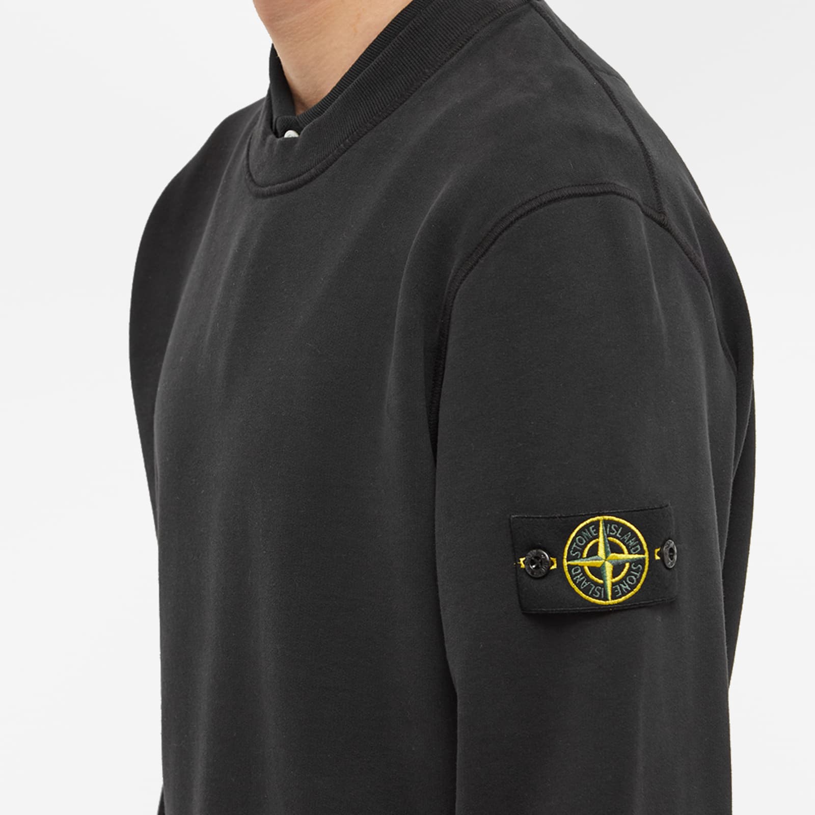 Stone Island Brushed Cotton Crew Neck Sweat - Black