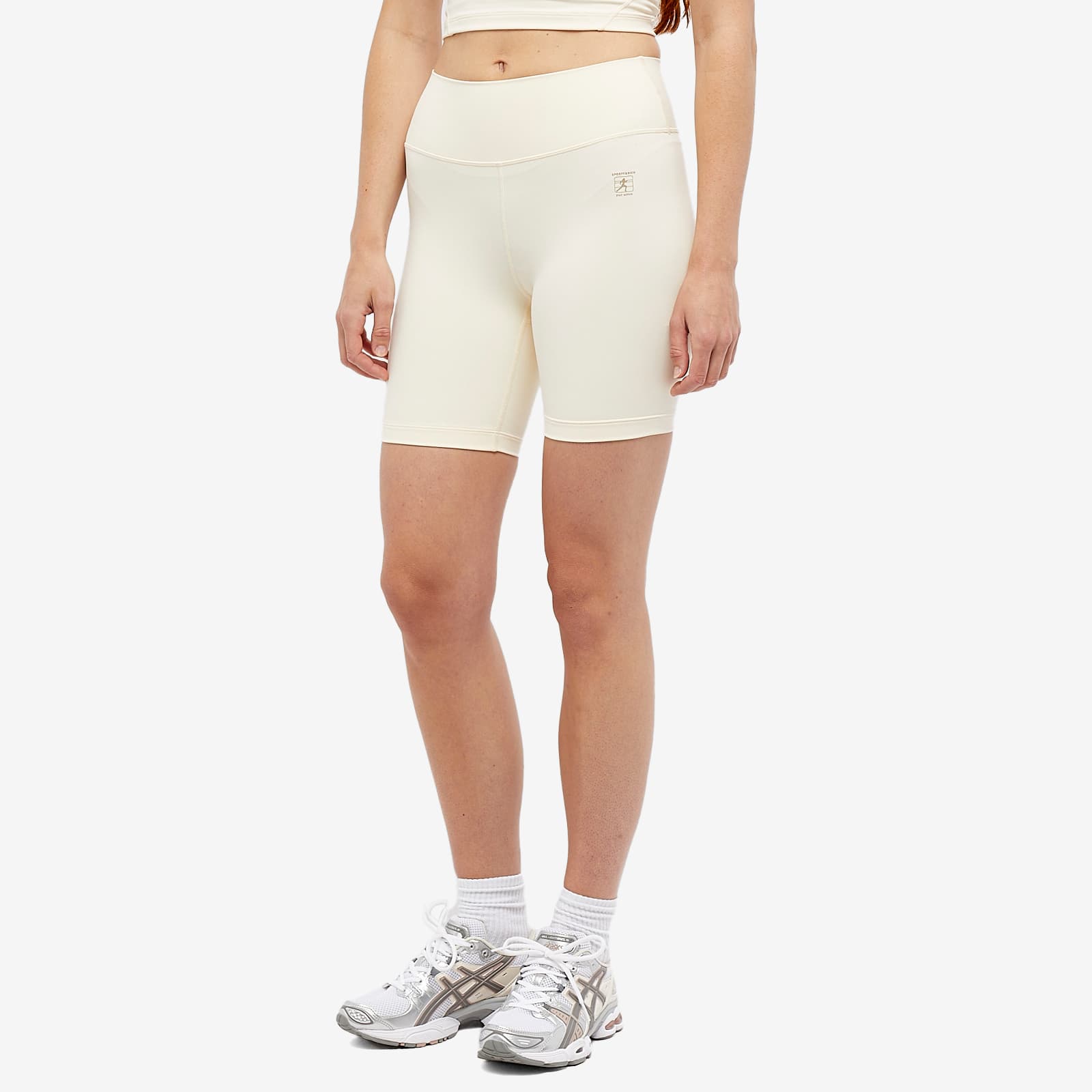 Sporty & Rich Runner Biker Cycling Shorts Cream & Black END.