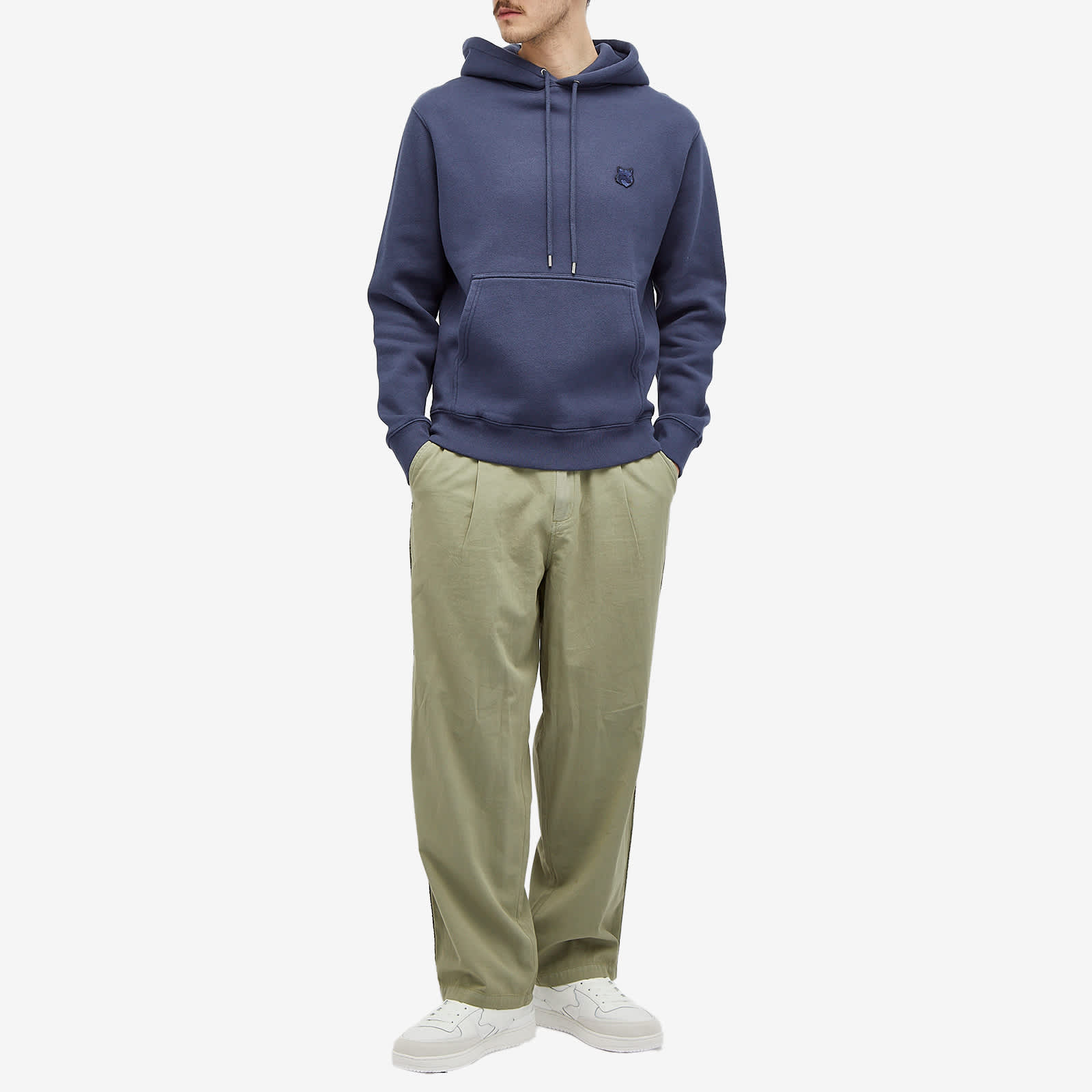 Maison Kitsune Bold Fox Head Patch Comfort Hoodie - Ink Blue