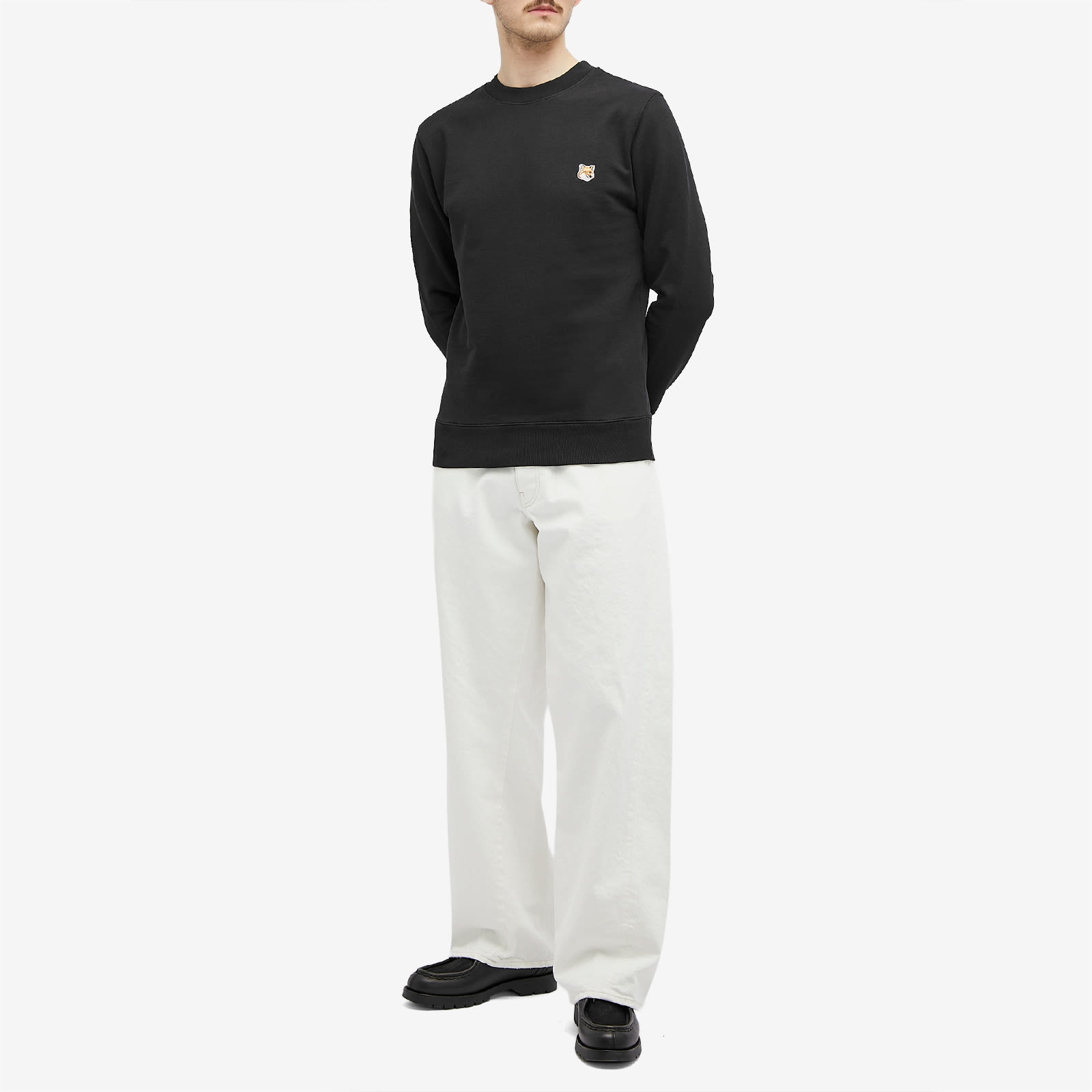 Maison Kitsune Fox Head Patch Crew Sweat - Black