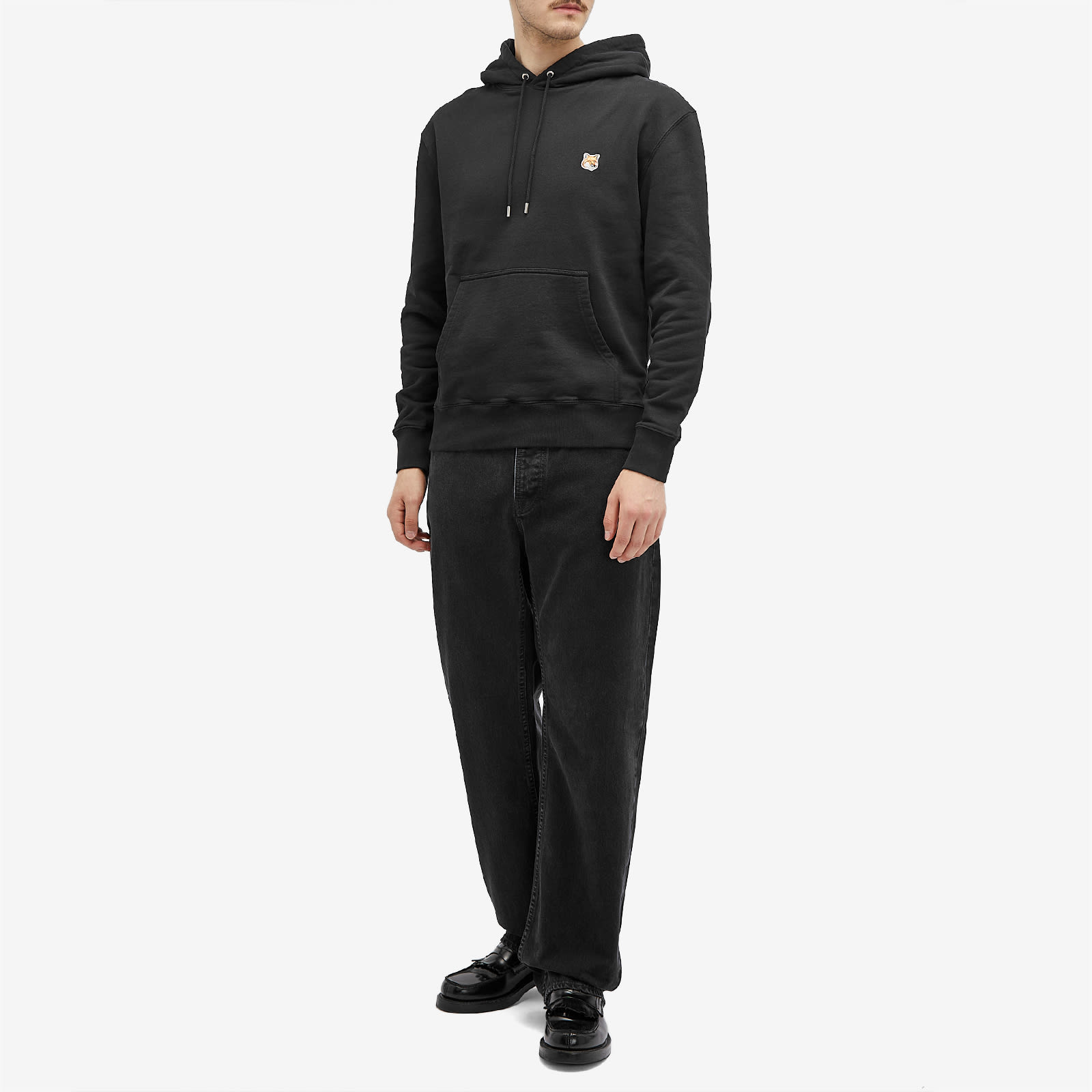 Maison Kitsune Fox Head Patch Regular Hoodie - Black