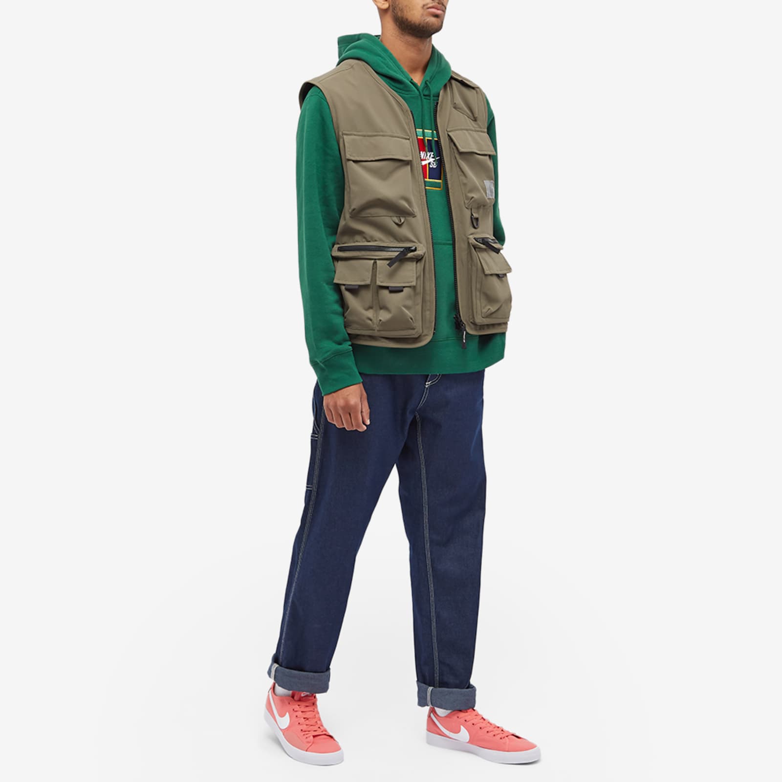 Nike SB Court Logo Hoodie Green & Midnight Navy END. (NL)