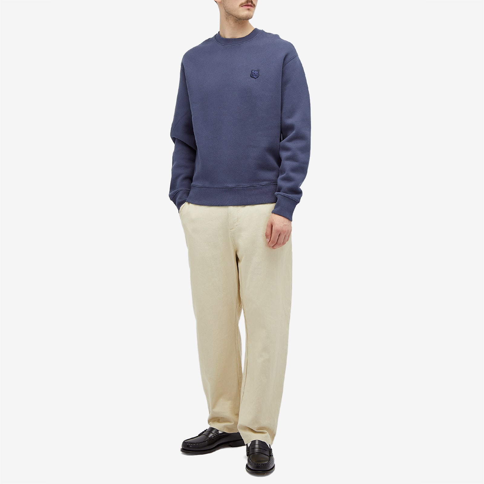 Maison Kitsune Bold Fox Head Patch Comfort Crew Sweat - Ink Blue