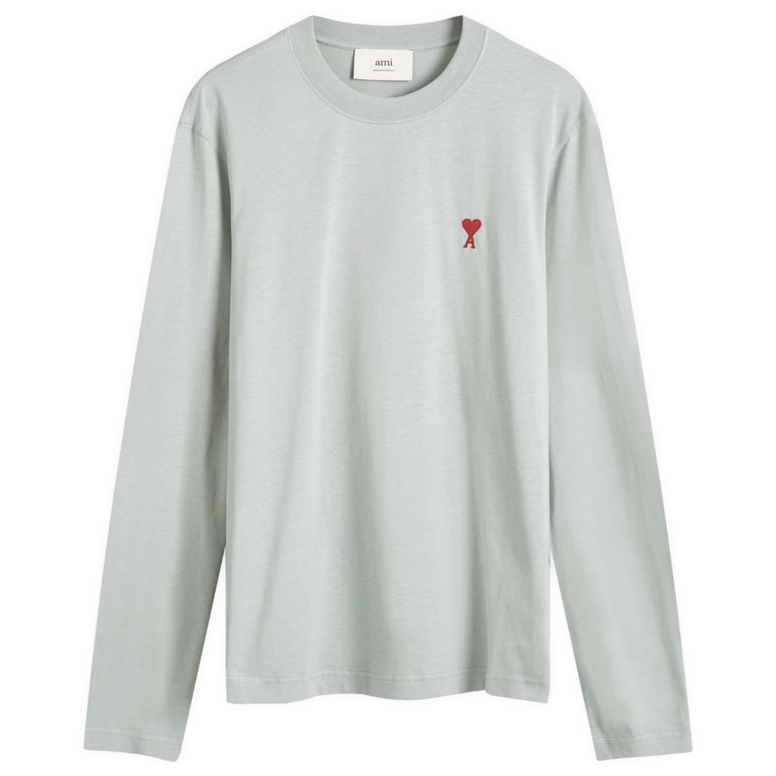AMI Paris Small A Heart Long Sleeve T-Shirt - Clay Blue