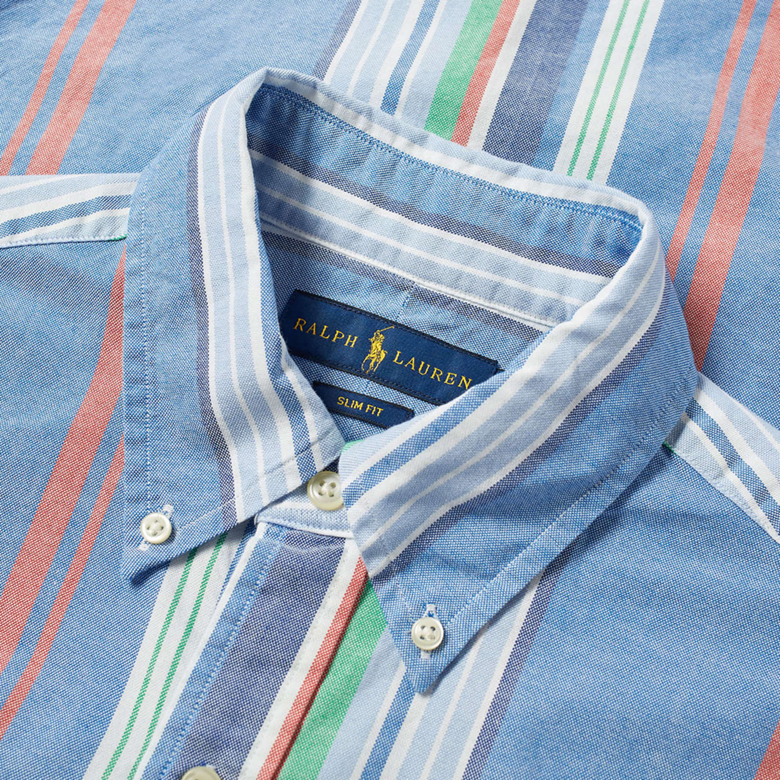 Polo Ralph Lauren Fun Mix Stripe Button Down Shirt Blue & Red Multi