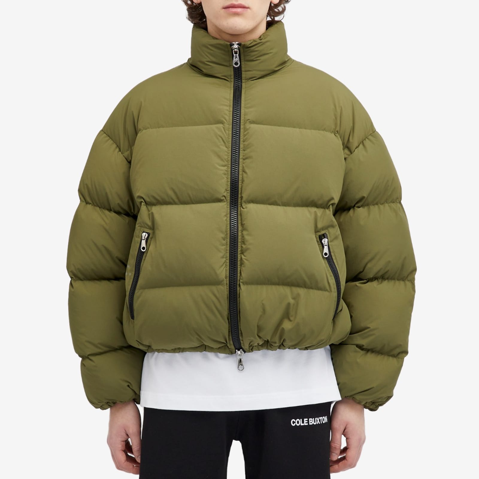 Cole Buxton Insulated Cropped Puffer Jacket - Khaki