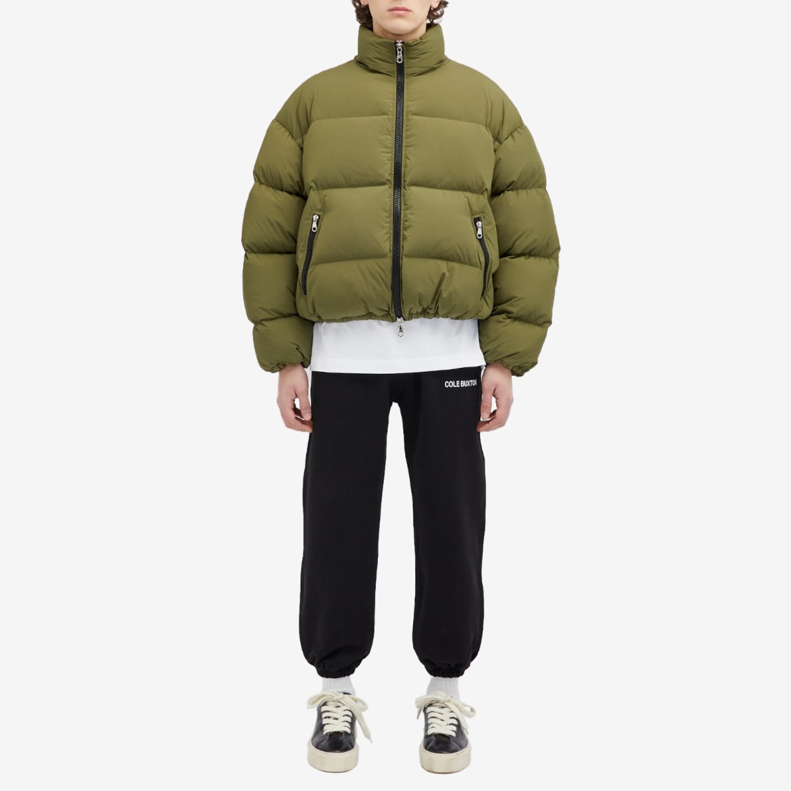 Cole Buxton Insulated Cropped Puffer Jacket - Khaki