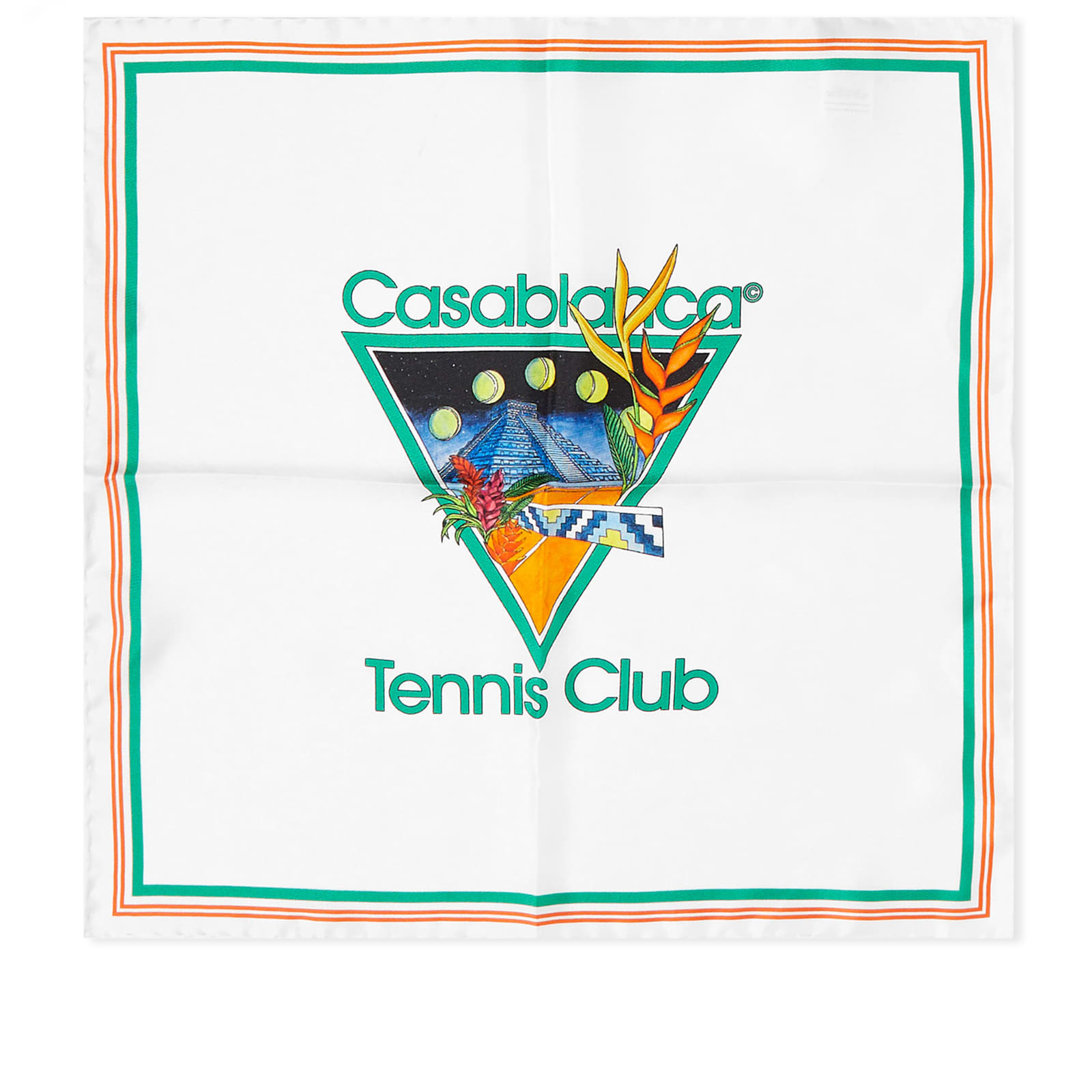 Casablanca Silk Twill Medium Scarf - Tennis Club Icon