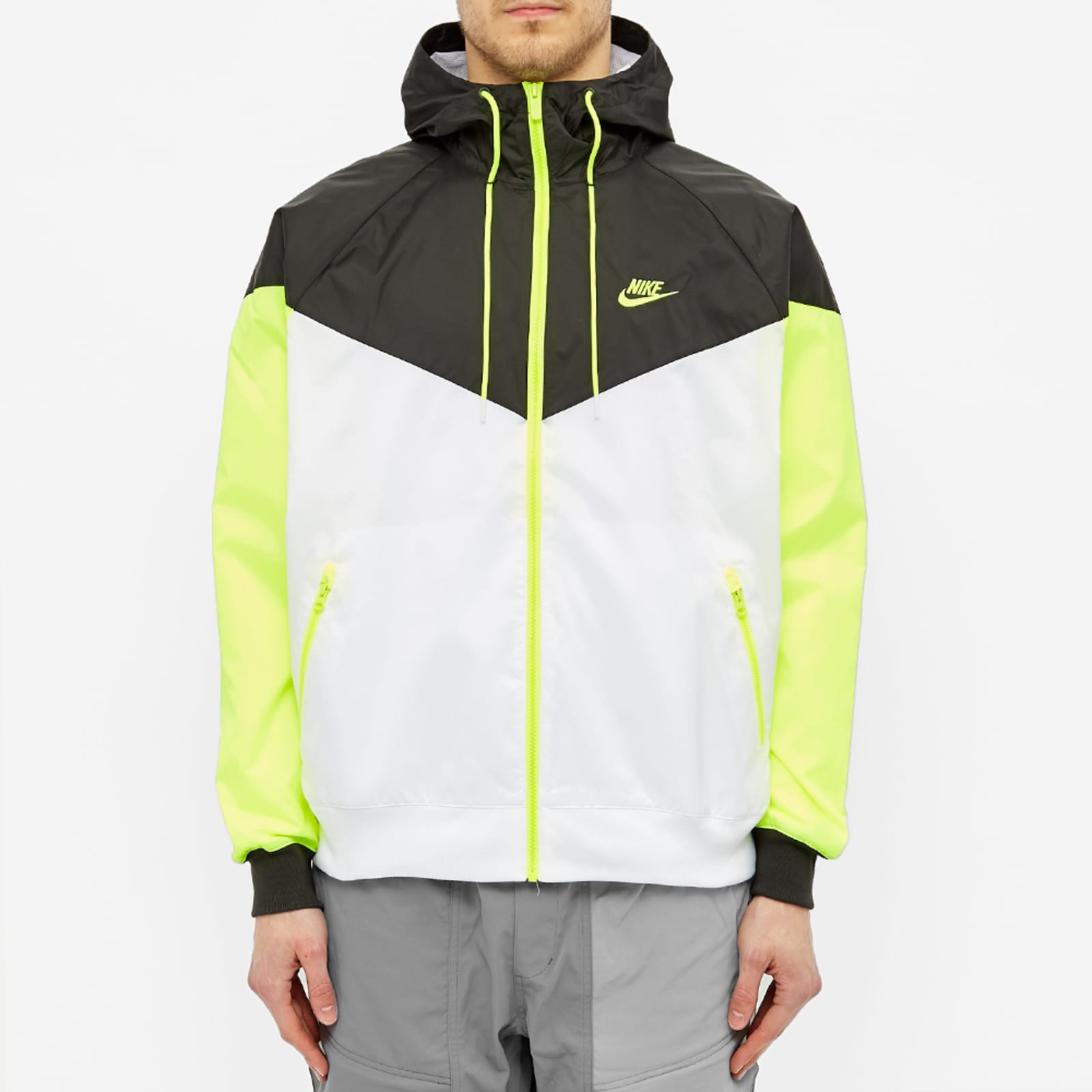 Nike Windrunner Jacket - White, Black & Volt