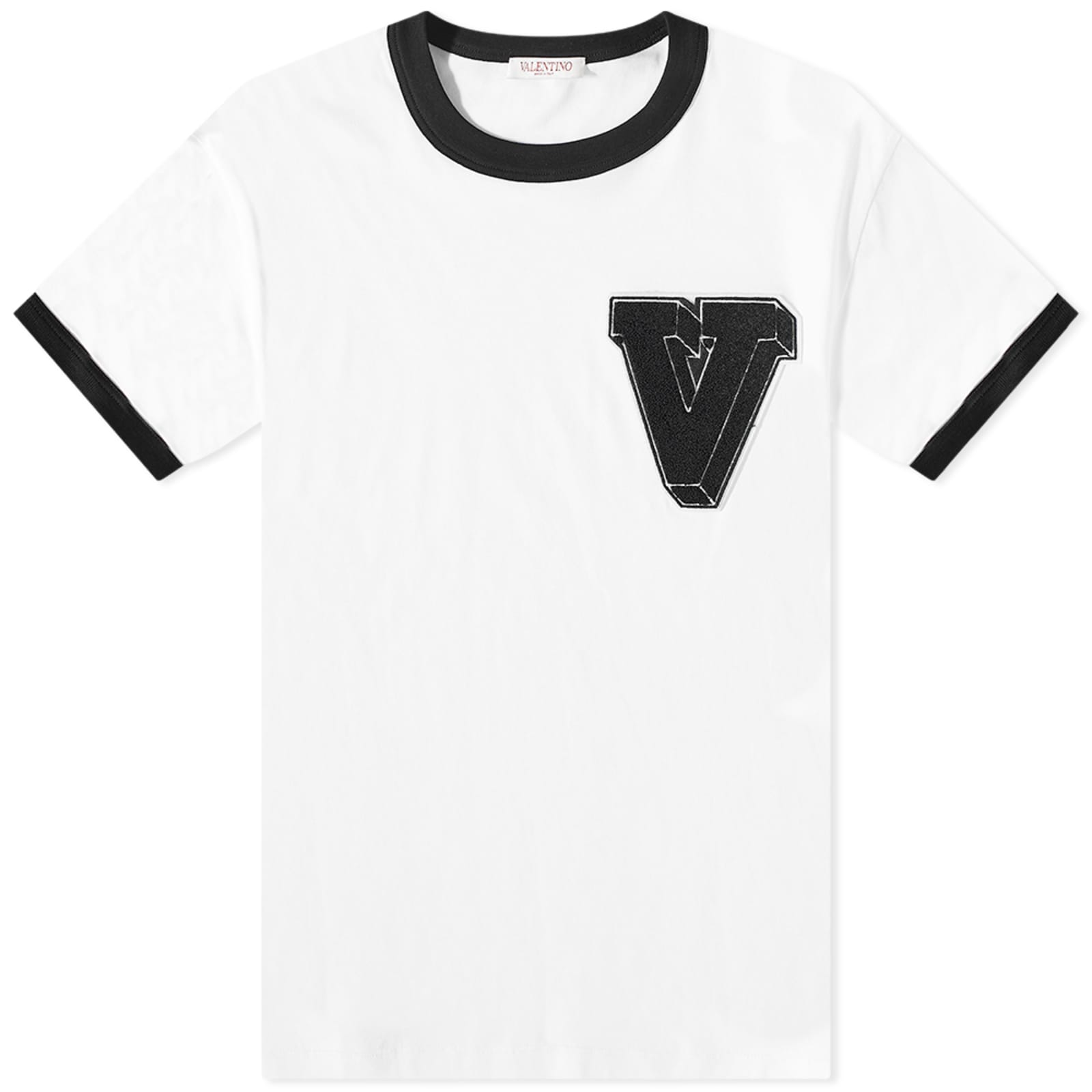 Valentino V Logo Ringer TShirt White & Black END. (AU)