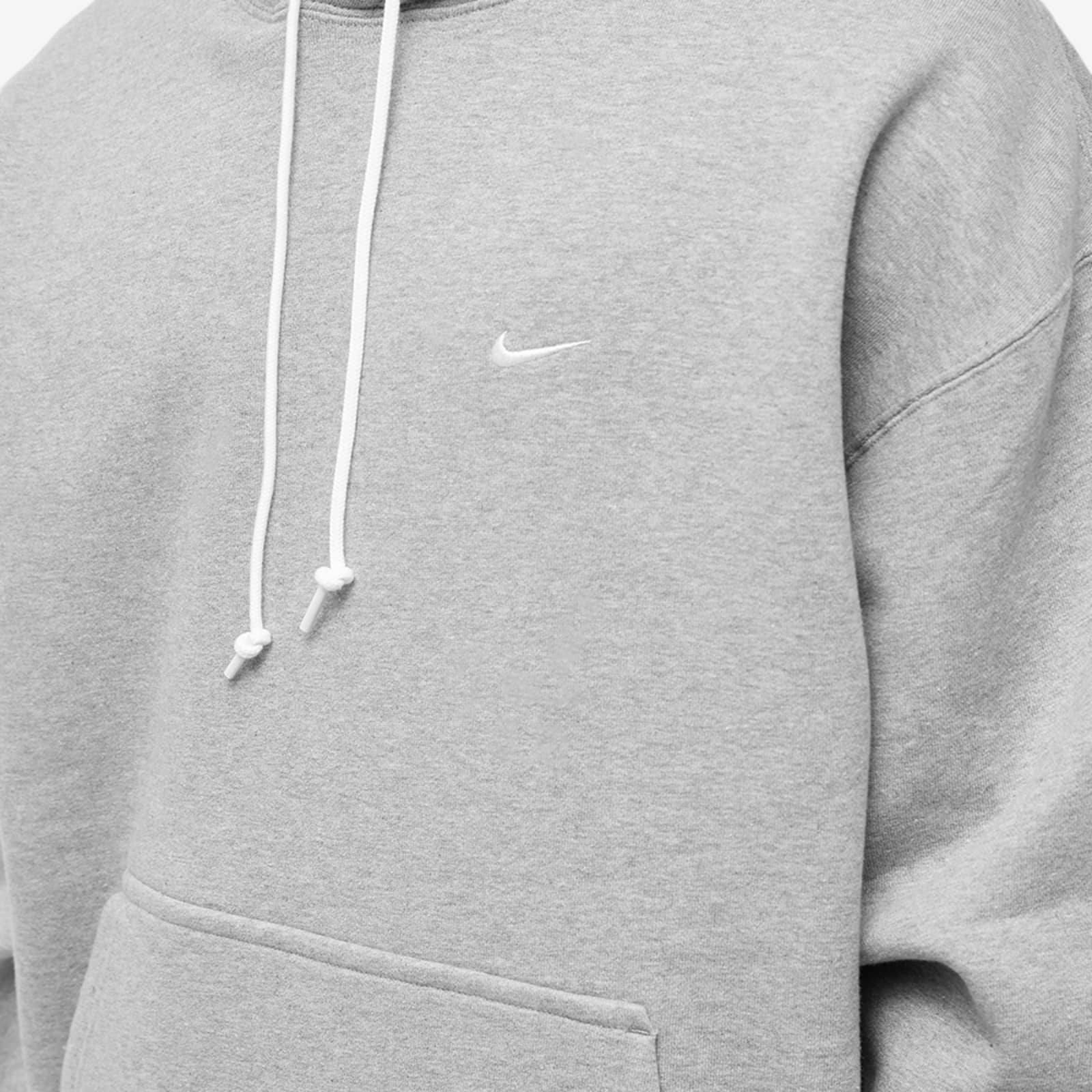 Nike Solo Swoosh Fleece Hoodie - Dark Grey Heather & White