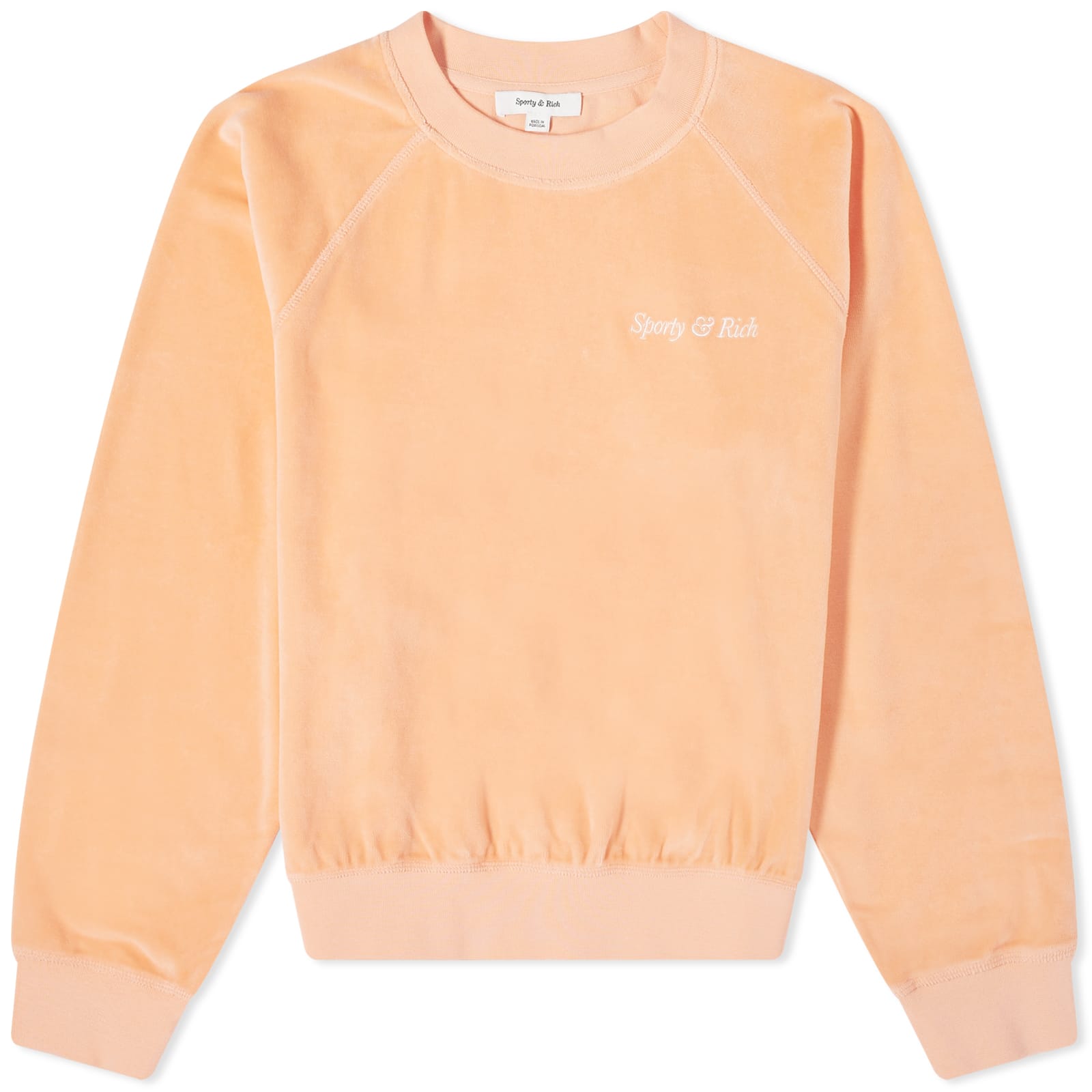 Sporty & Rich Italic Logo Raglan Crew Sweat - Peach & White