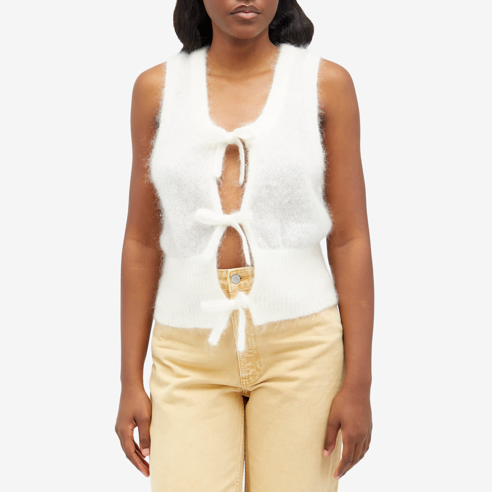 Ganni Light Mohair Tie String Vest Egret | END. (KR)