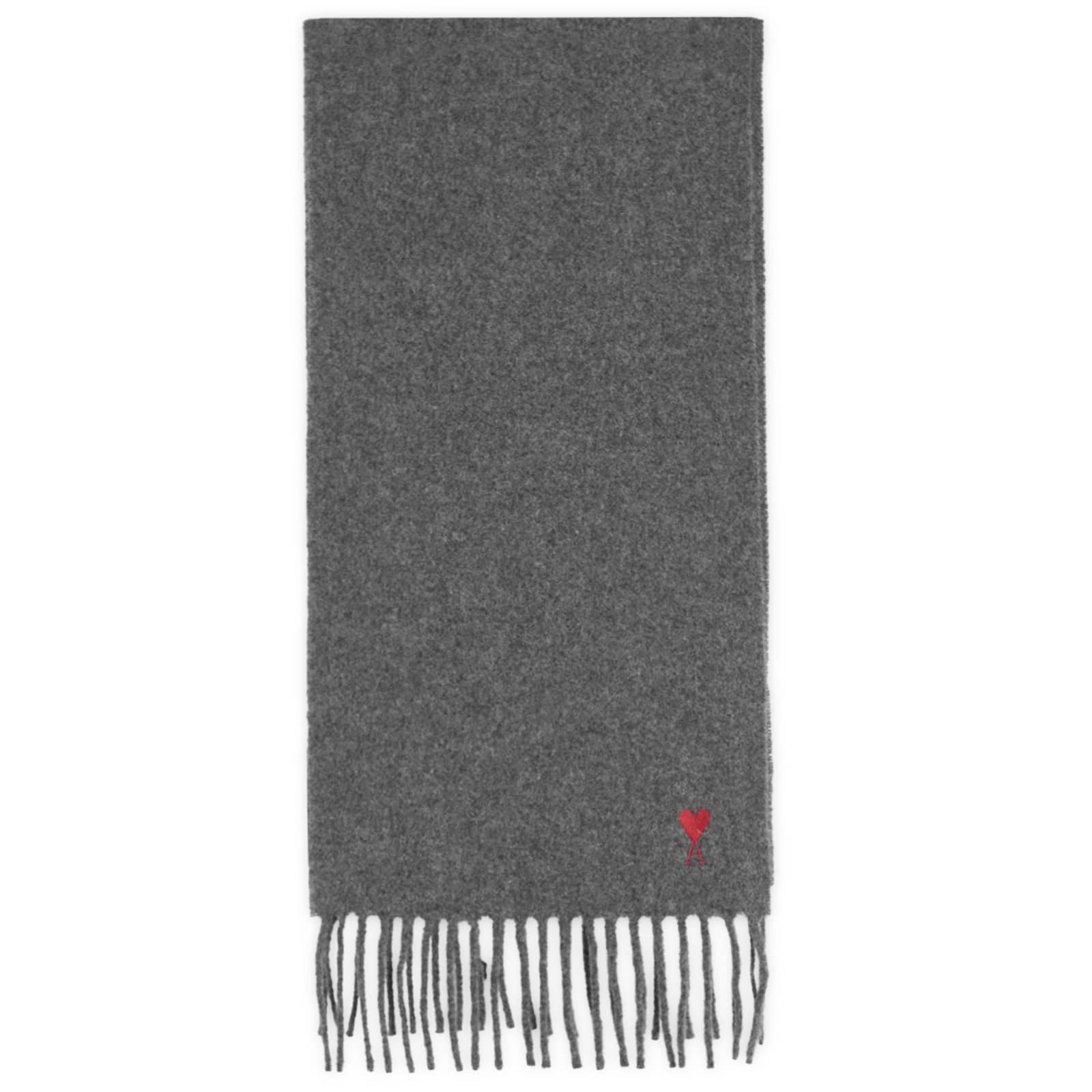 AMI Paris Wool Scarf - Gris Fonce