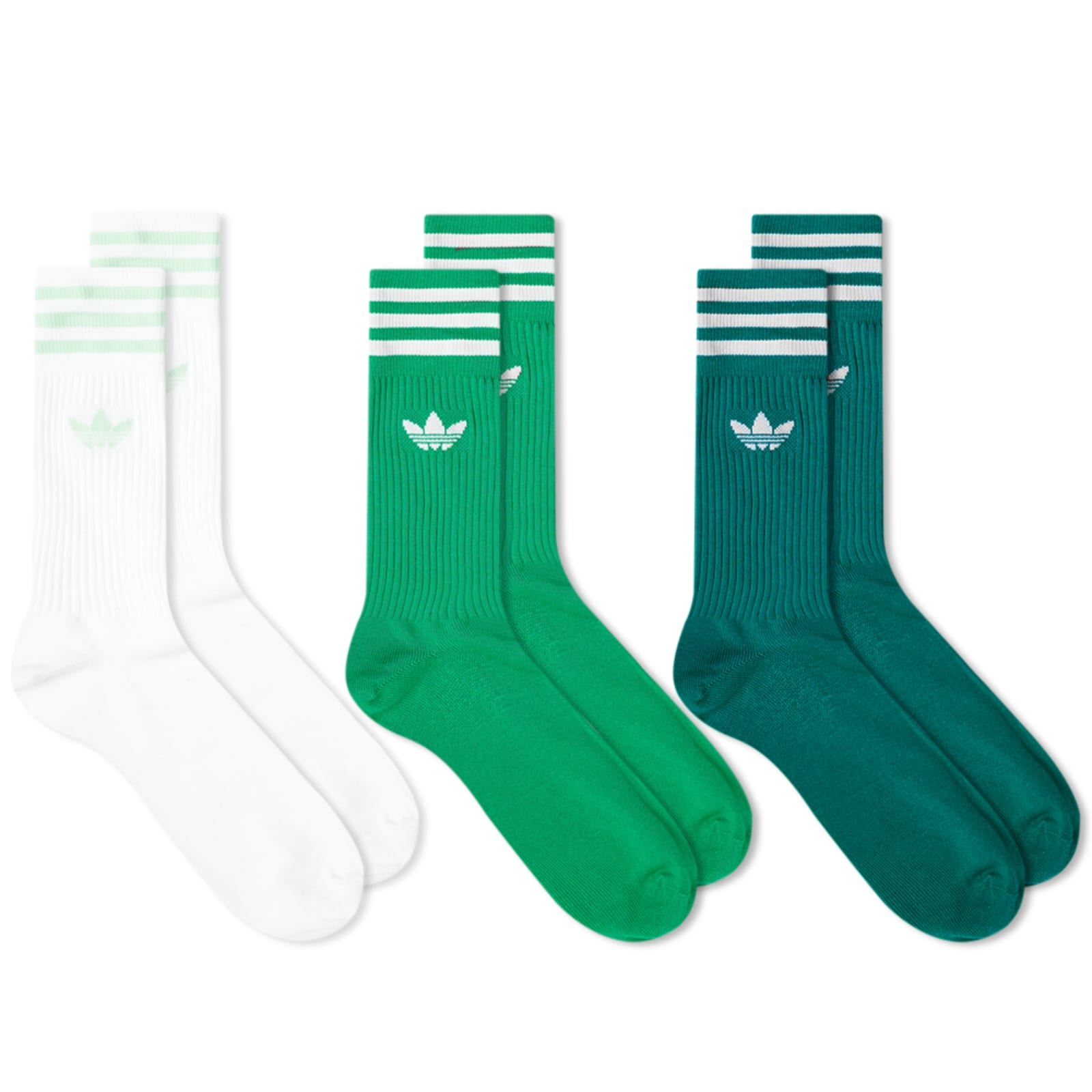 Adidas Solid Crew Socks 3 Pack White Green END 