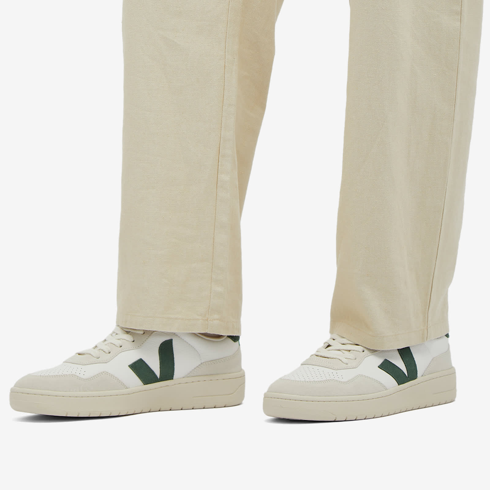 Veja V-90 Organic Leather Sneaker - Extra White & Cyprus