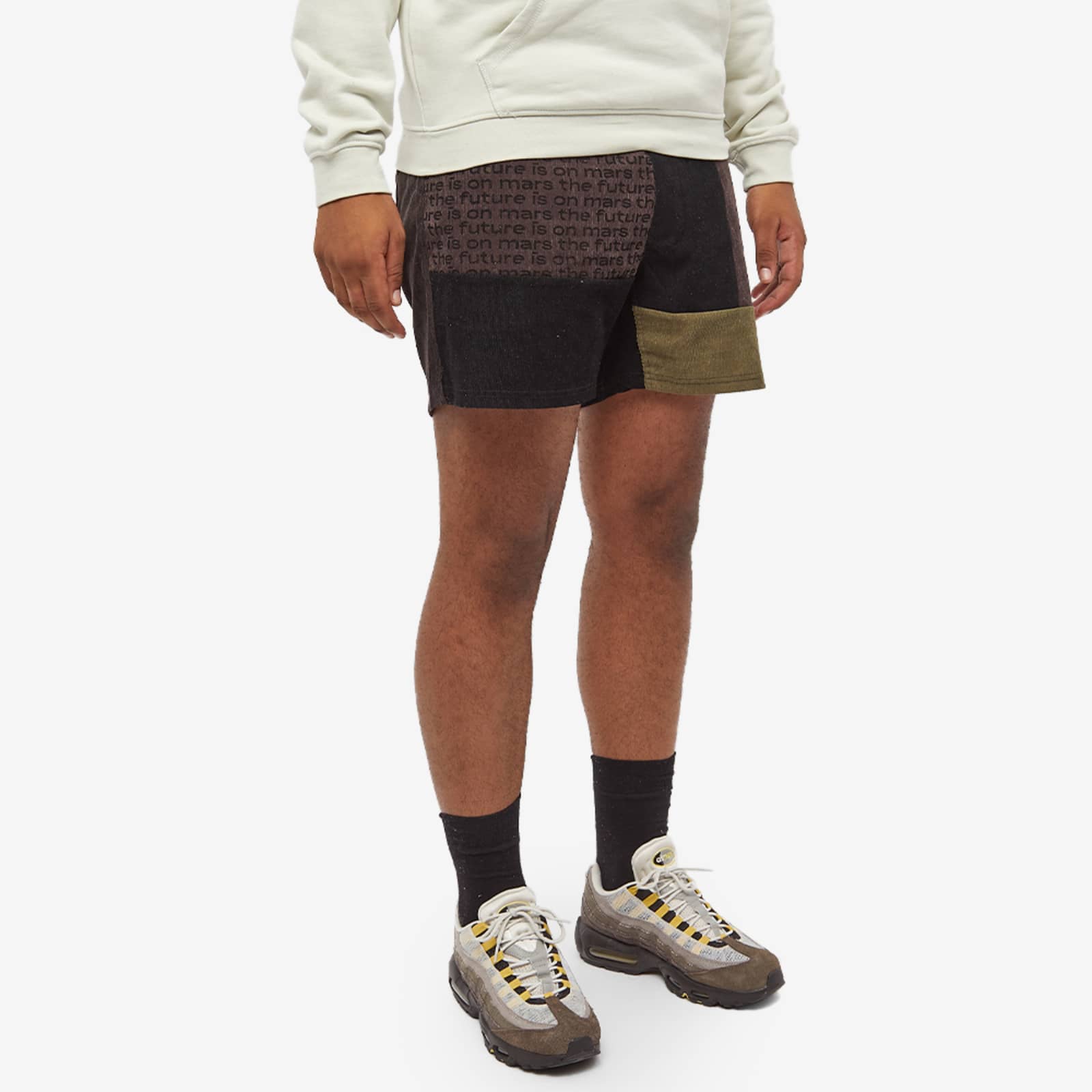 TFIOM Corduroy Patchwork Shorts Onyx Black & Brown END.