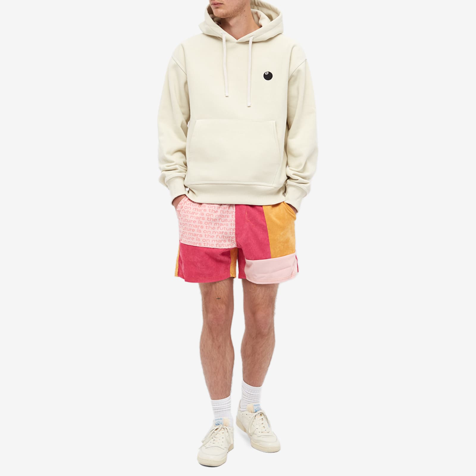 TFIOM Sun Of Mars Corduroy Patchwork Shorts Orange & Pink END.