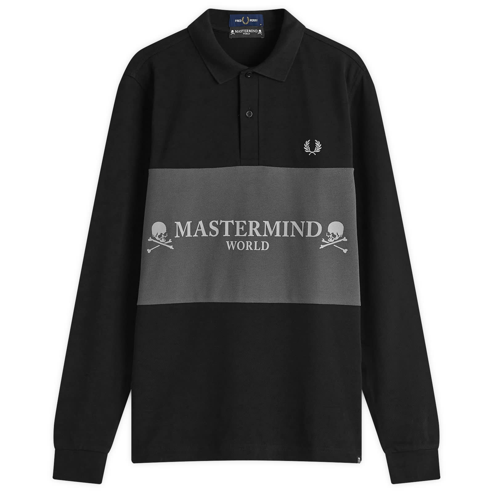Fred Perry x Mastermind Long Sleeve Polo Shirt - Black