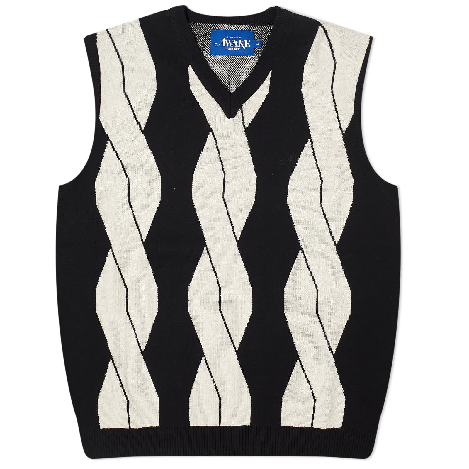 Awake NY Cable Sweater Vest - Black Multi