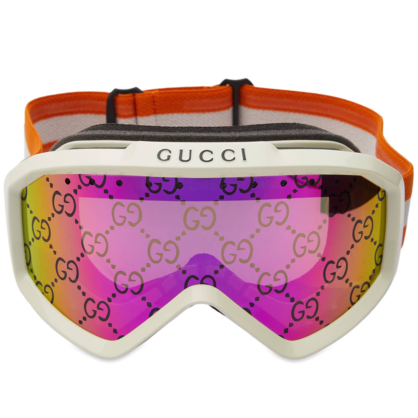 Gucci Eyewear GG1210S Ski Goggles Ivory, Orange & Pink END. (Global)