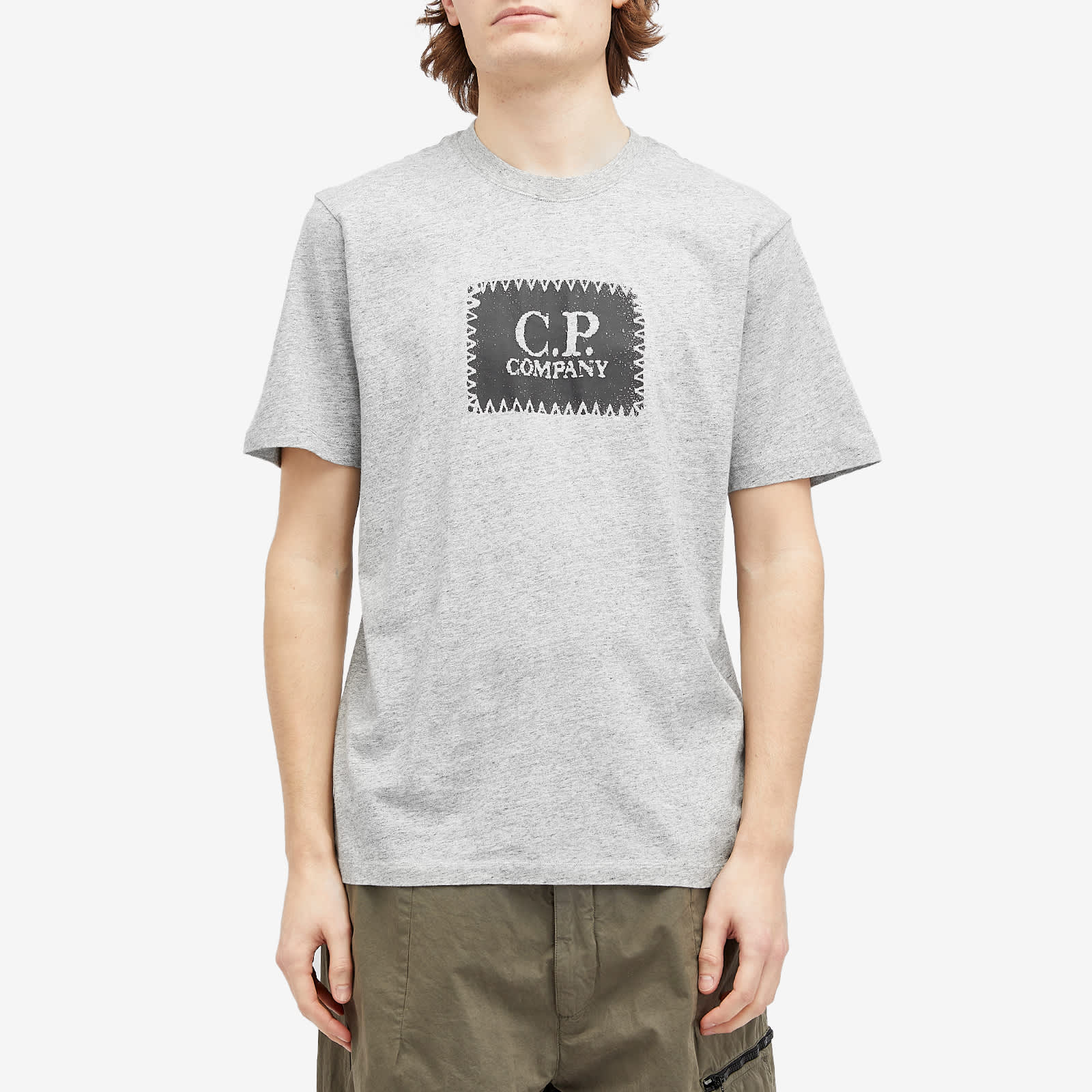 C.P. Company 30/1 Logo Label T-Shirt - Greystone Melange