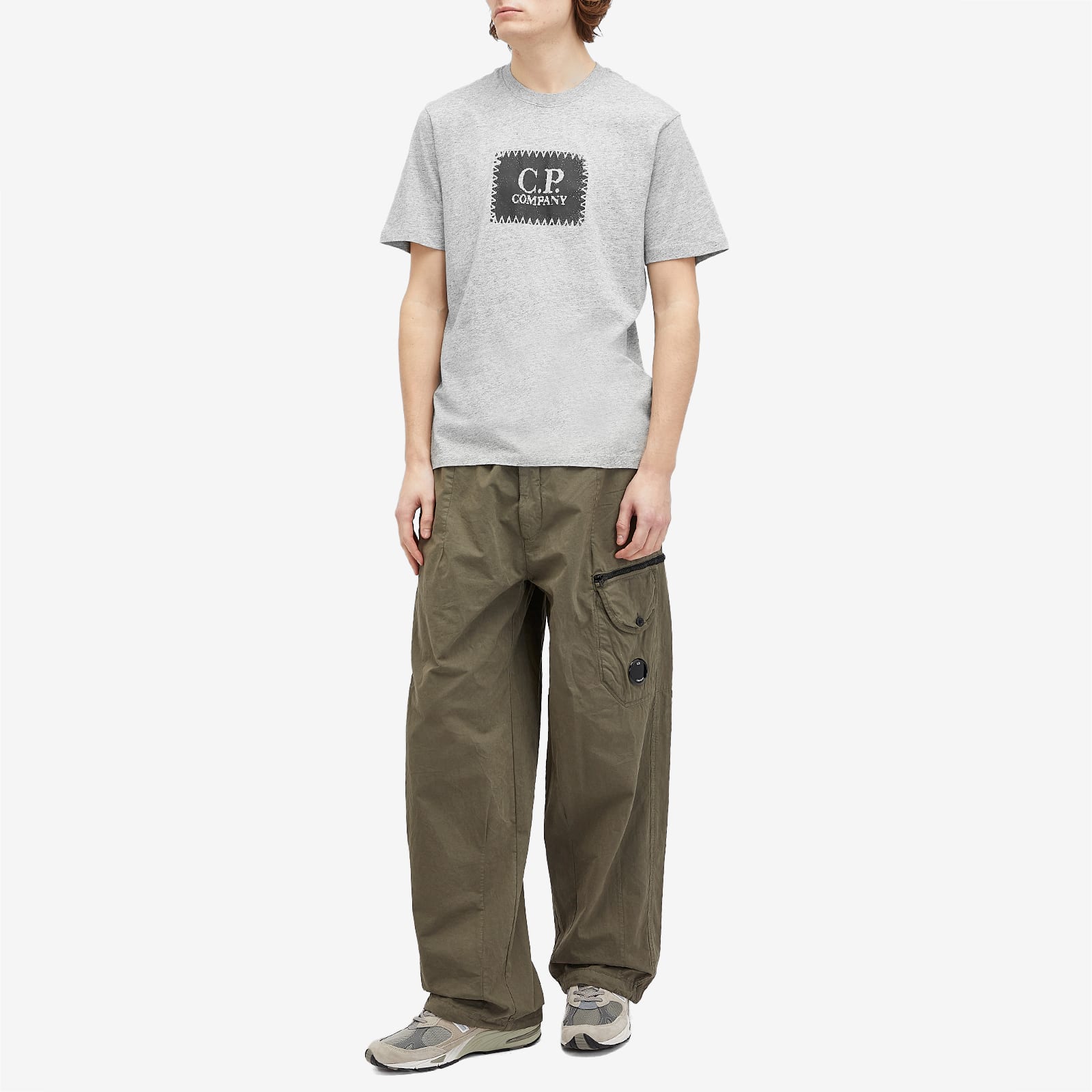 C.P. Company 30/1 Logo Label T-Shirt - Greystone Melange