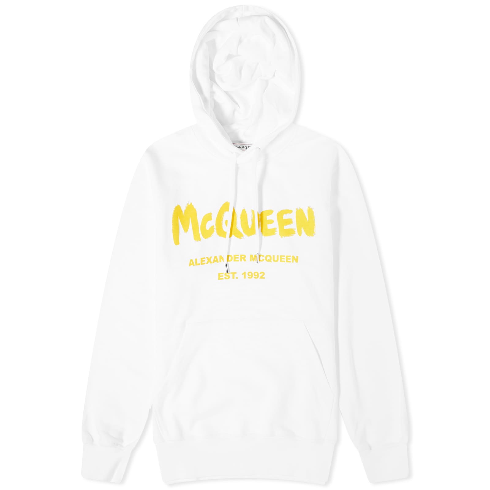 Alexander McQueen Graffiti Logo Hoodie White Yellow END GB alexander-mcqueen-graffiti-logo-hoodie-white-yellow-end-gb