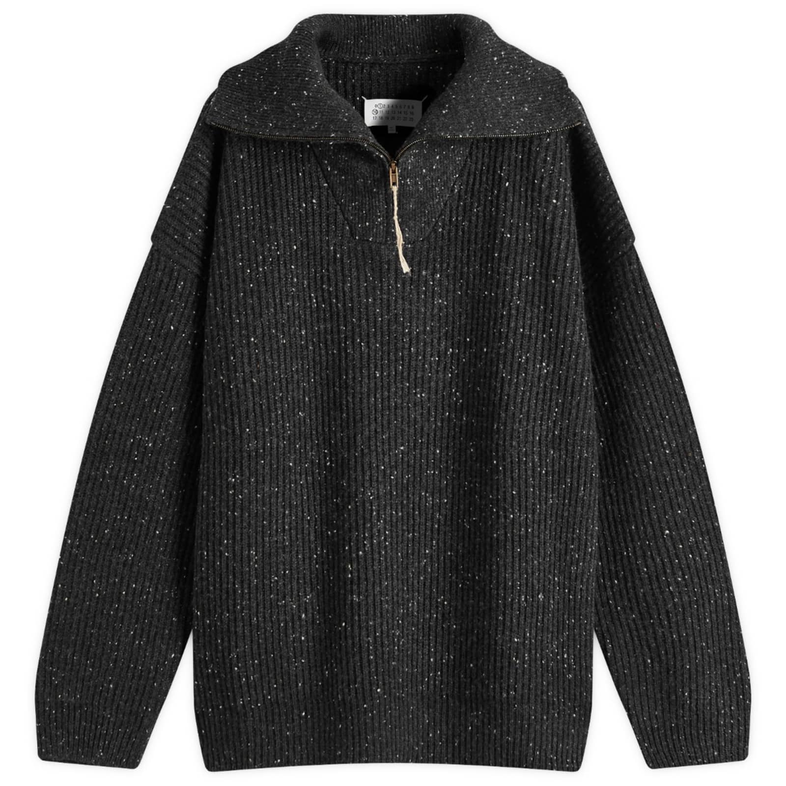 Maison Margiela Linen Wool Half Zip - Charcoal