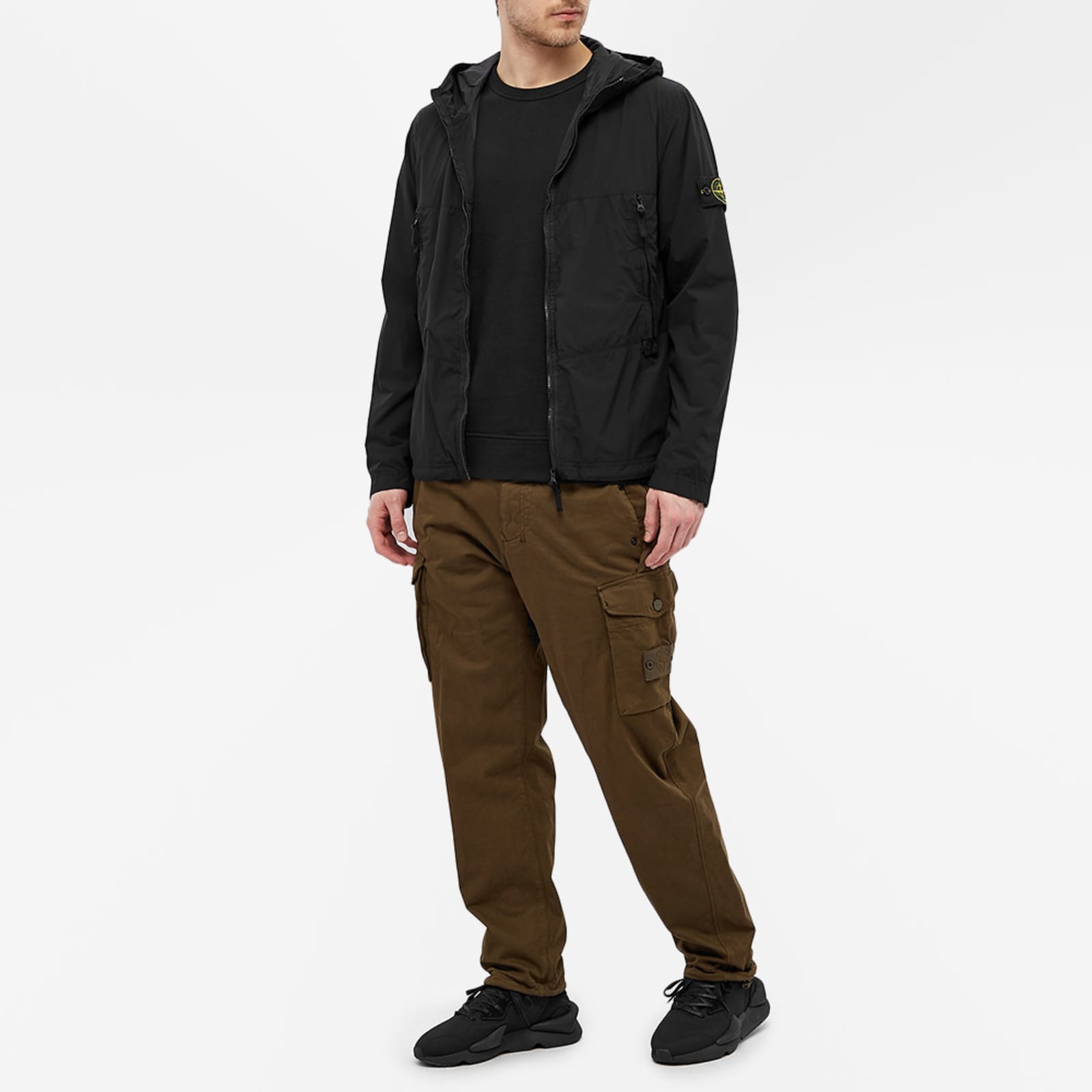 Stone Island Nylon Garment Dyed Hooded Jacket - Black