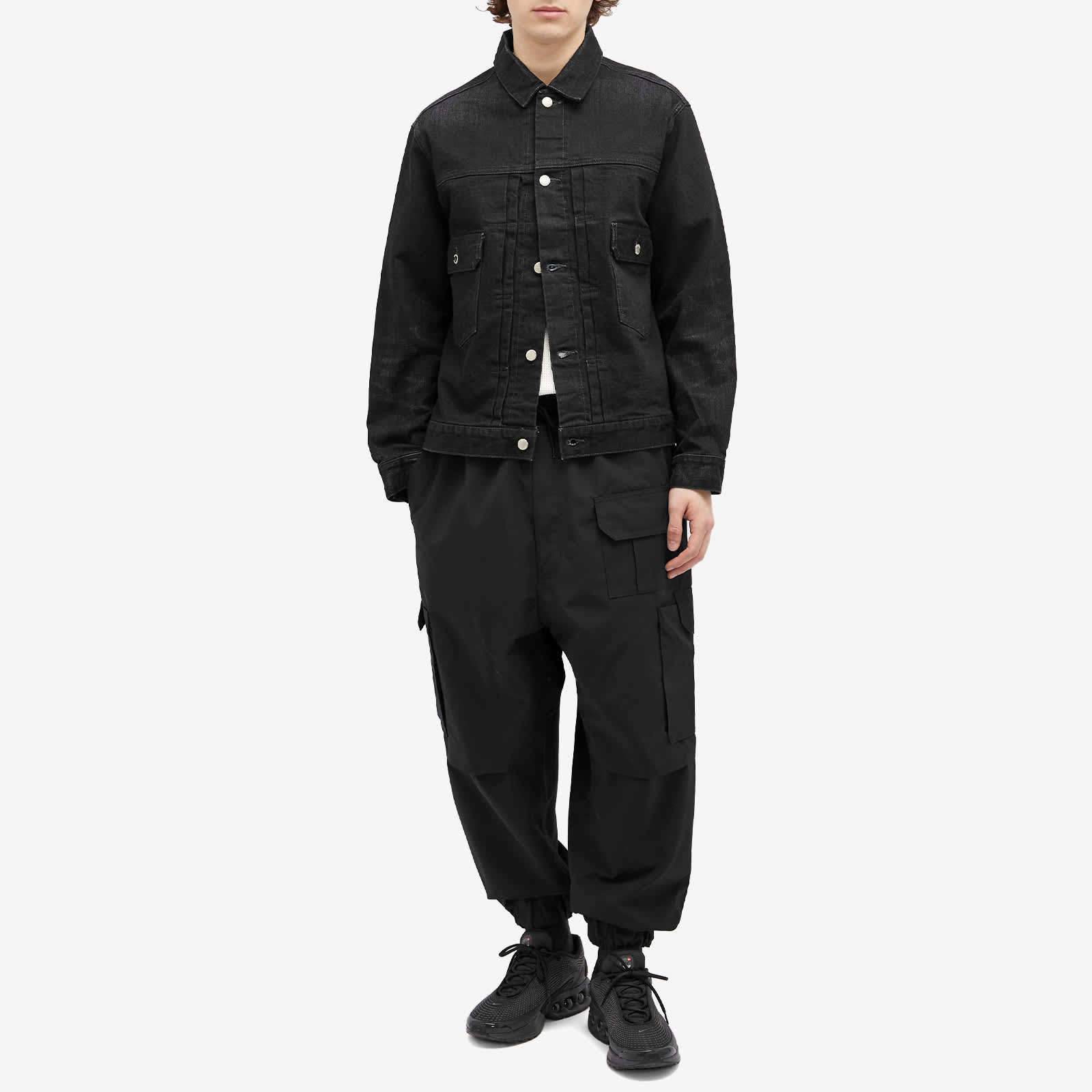 Uniform Experiment Damaged Denim Trucker Jacket Black END uniform-experiment-damaged-denim-trucker-jacket-black-end