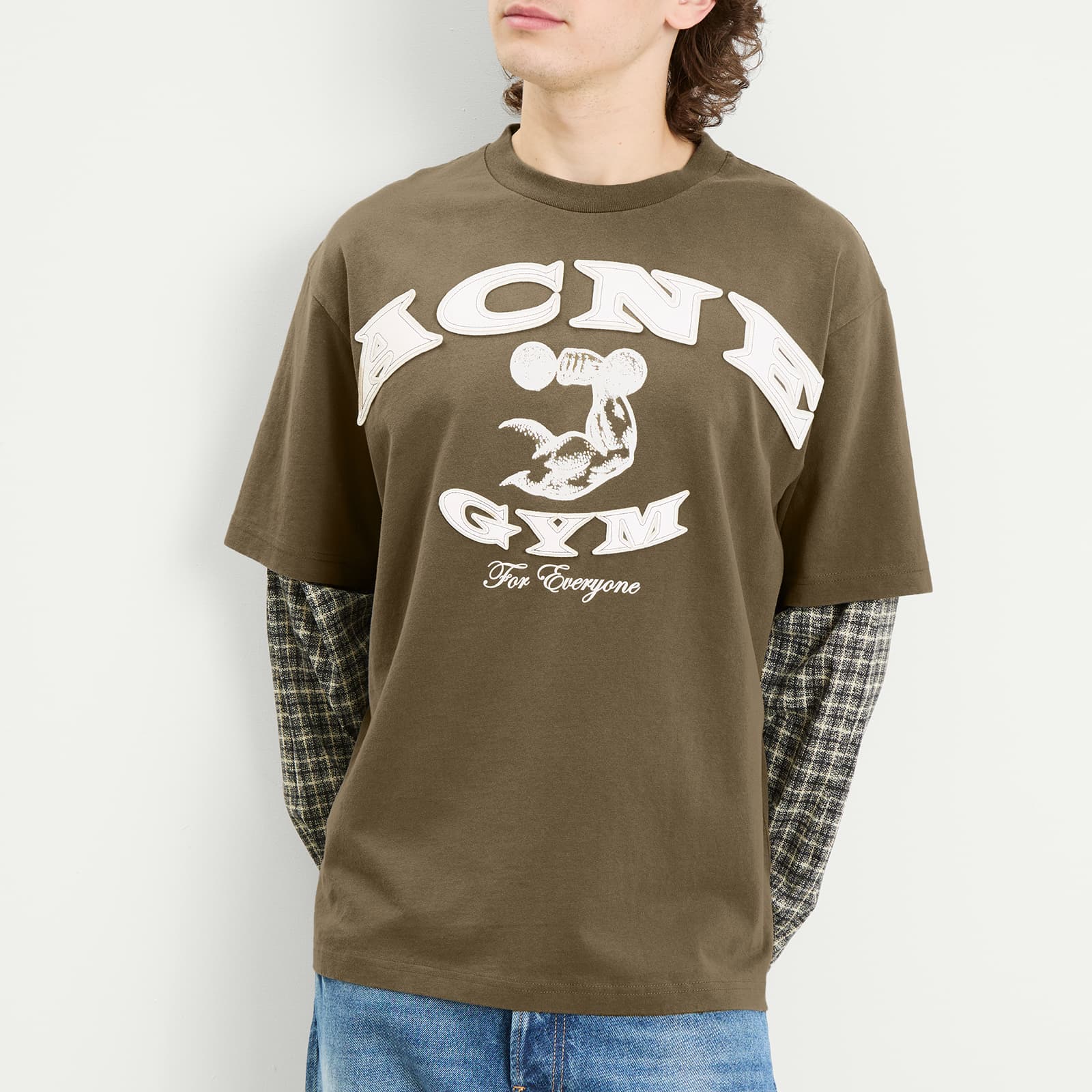 Acne Studios Exford U Long Sleeve Gym Bro Check Layered Tee