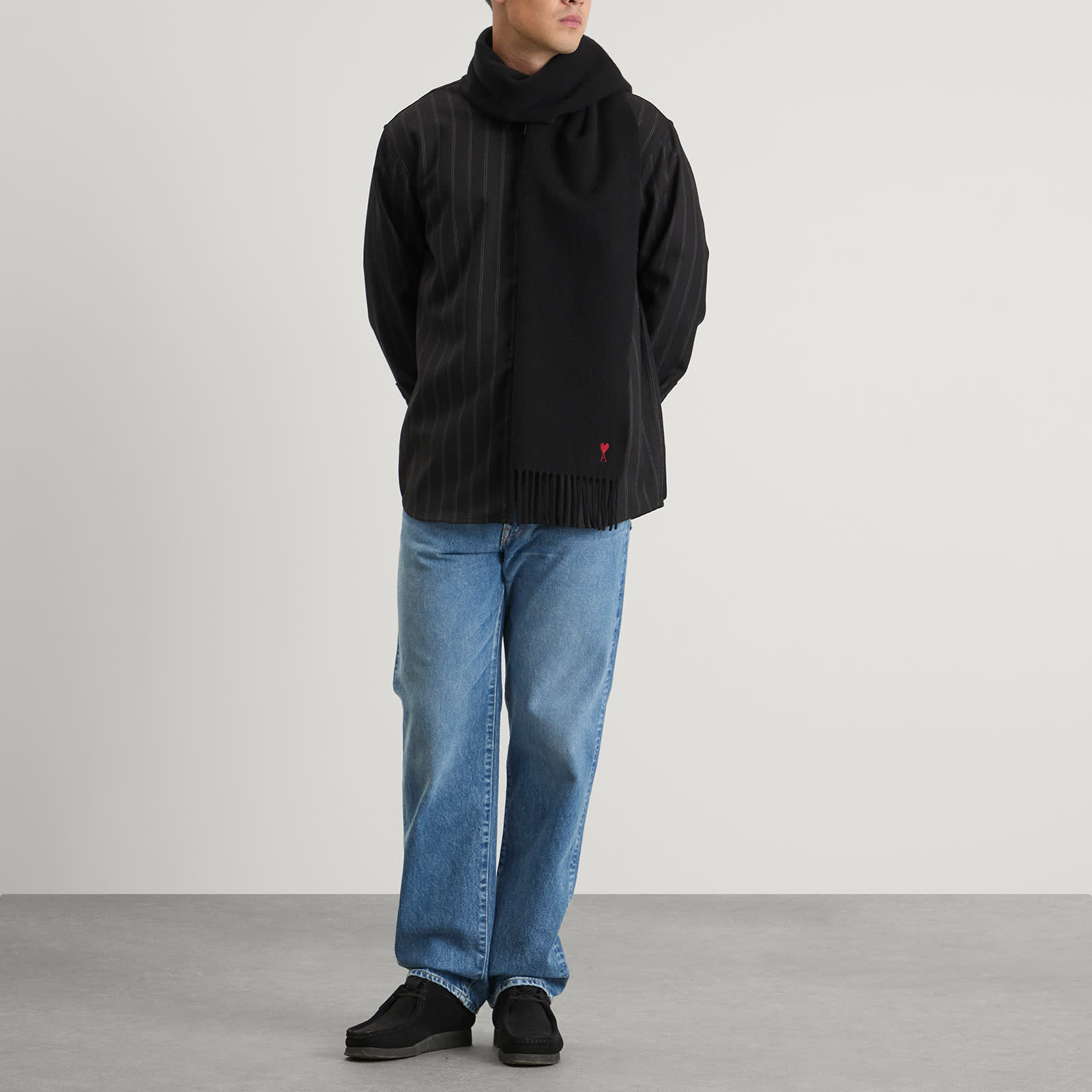 AMI Paris Wool Scarf - Noir