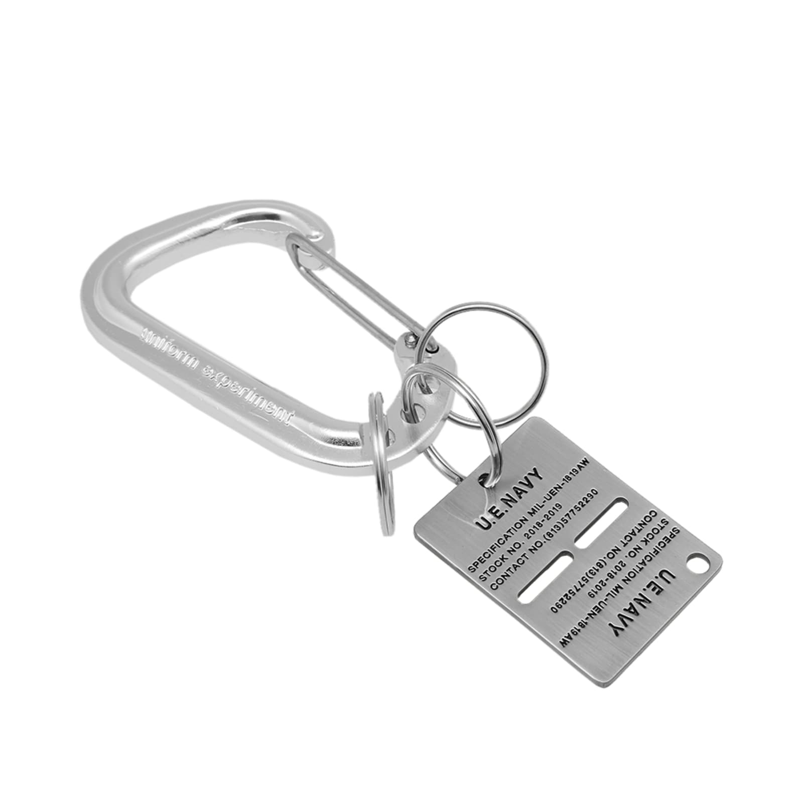 Uniform Experiment Square Dog Tag Carabiner Silver END.
