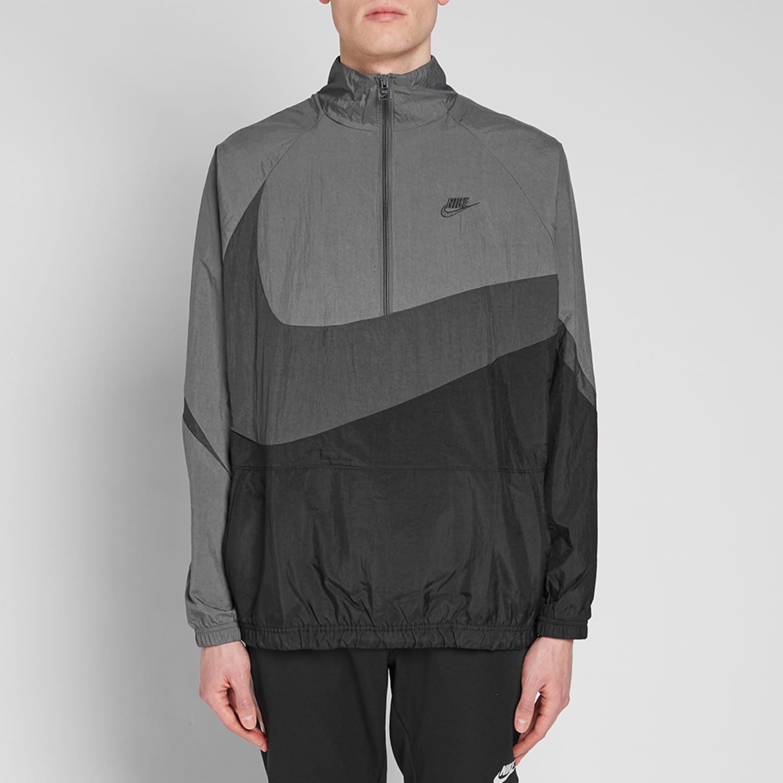 Nike NSW Swoosh Woven Half Zip Jacket Black, Anthracite & Dark Grey END.