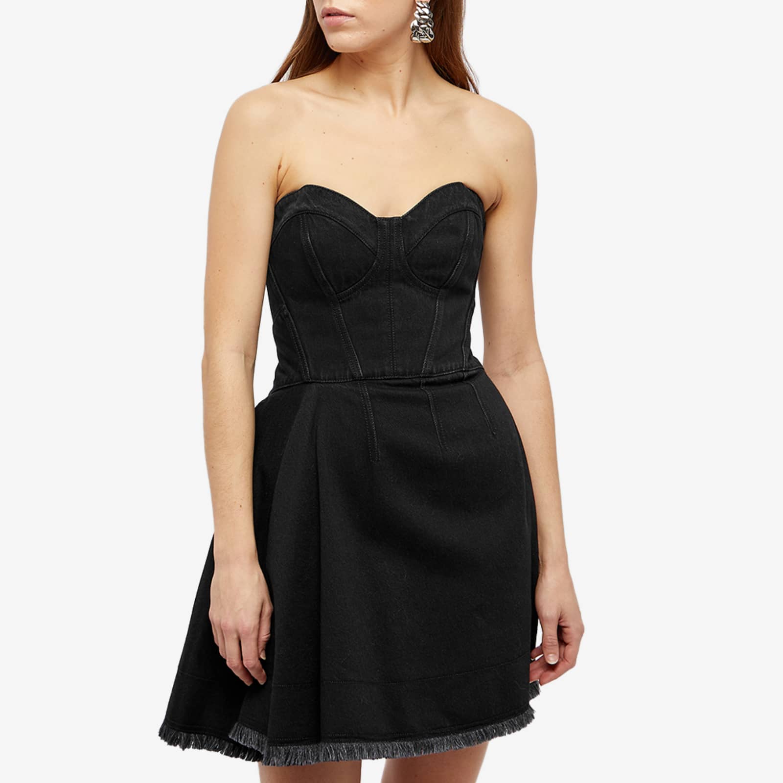 Alexander McQueen Denim Bustier Mini Dress Black END. (UK)