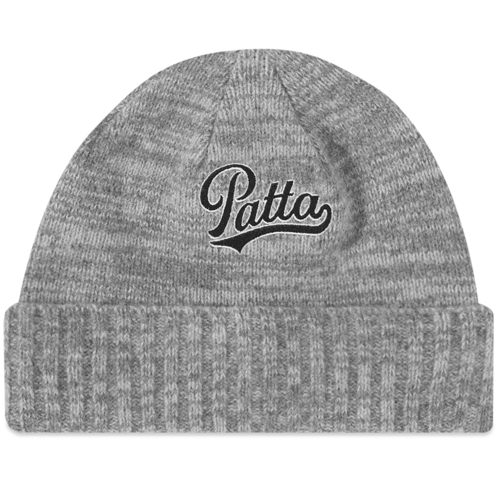 Patta Ribbed Knit Beanie - Snow Melange Grey